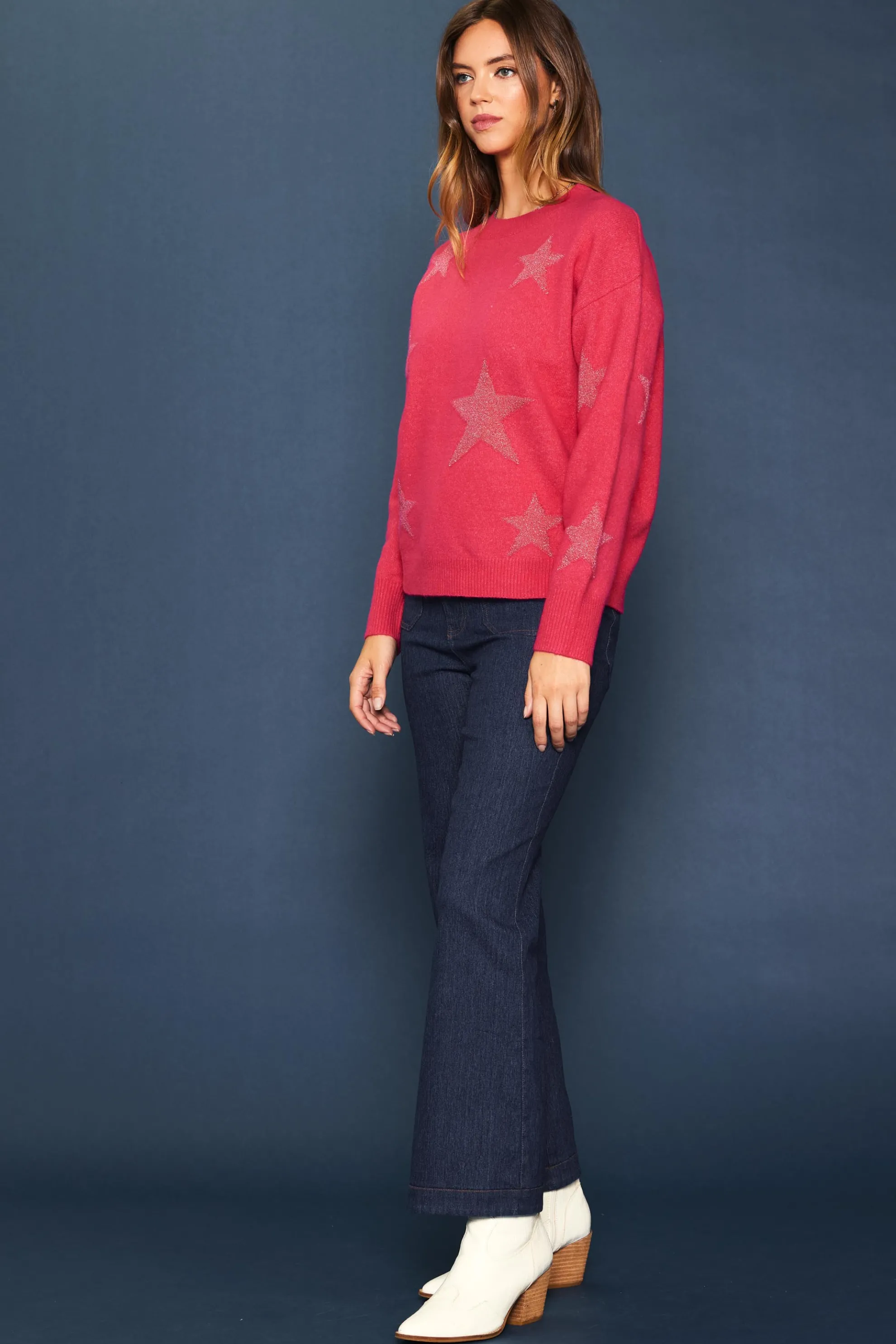 Lurex Star Print Sweater