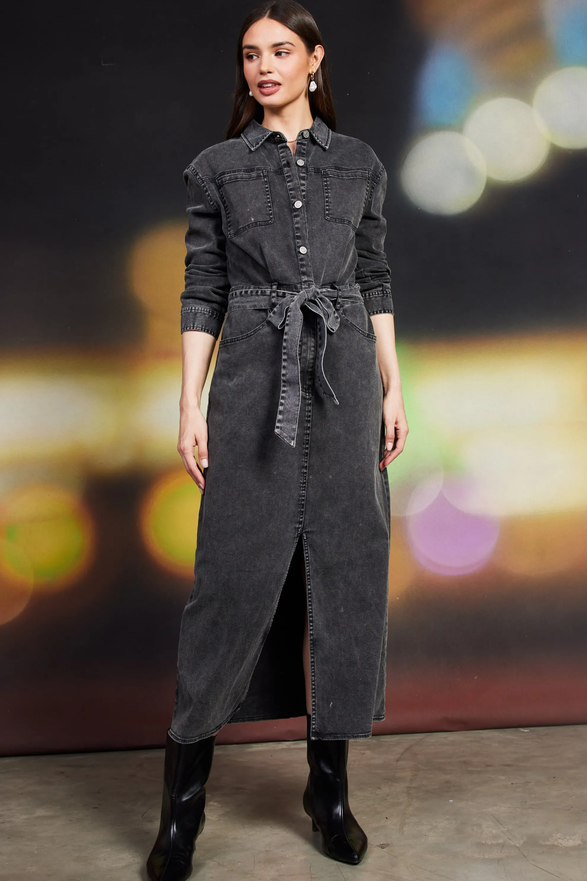 Utilitarian Detail Midi Dress