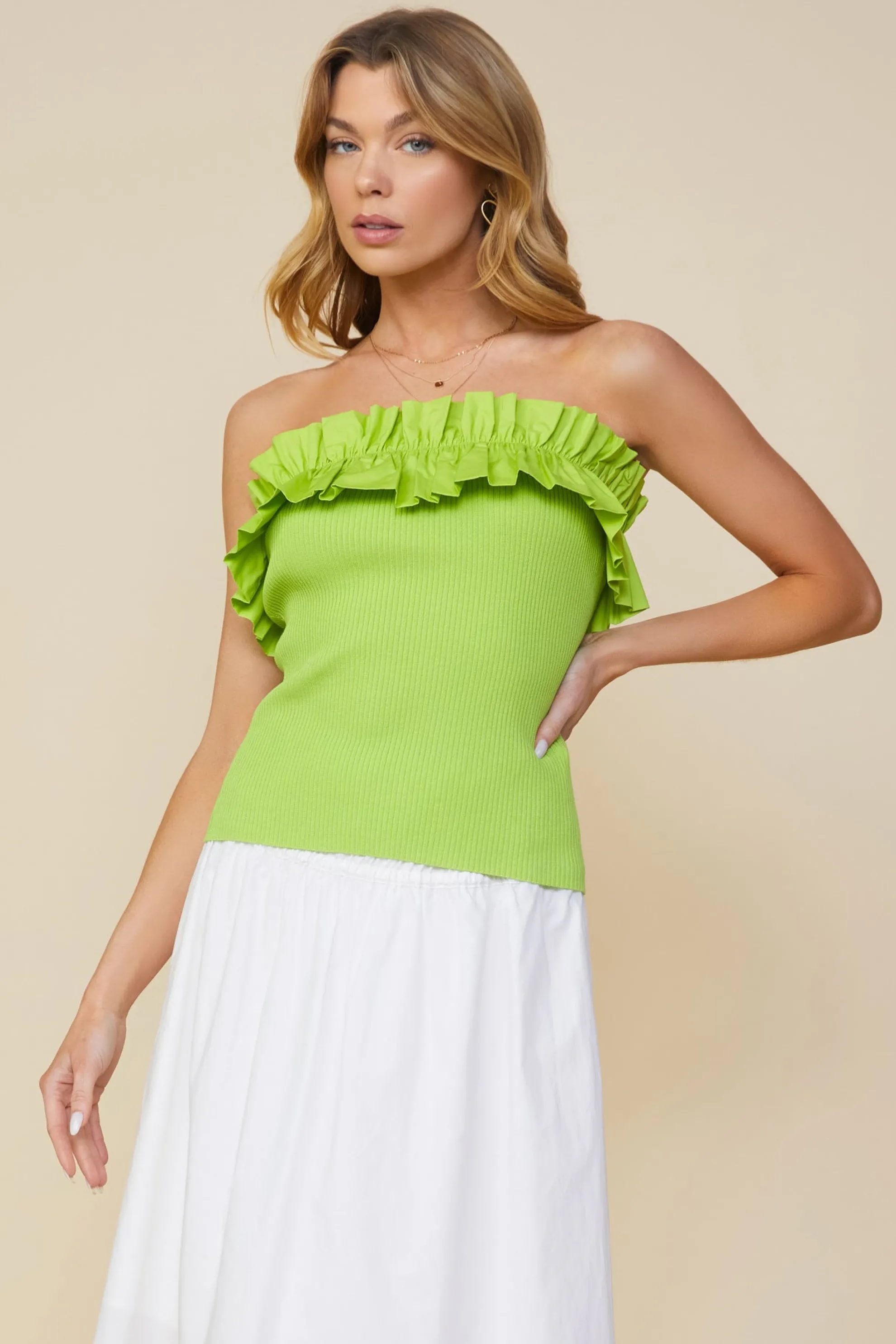 Ruffled Strapless Top