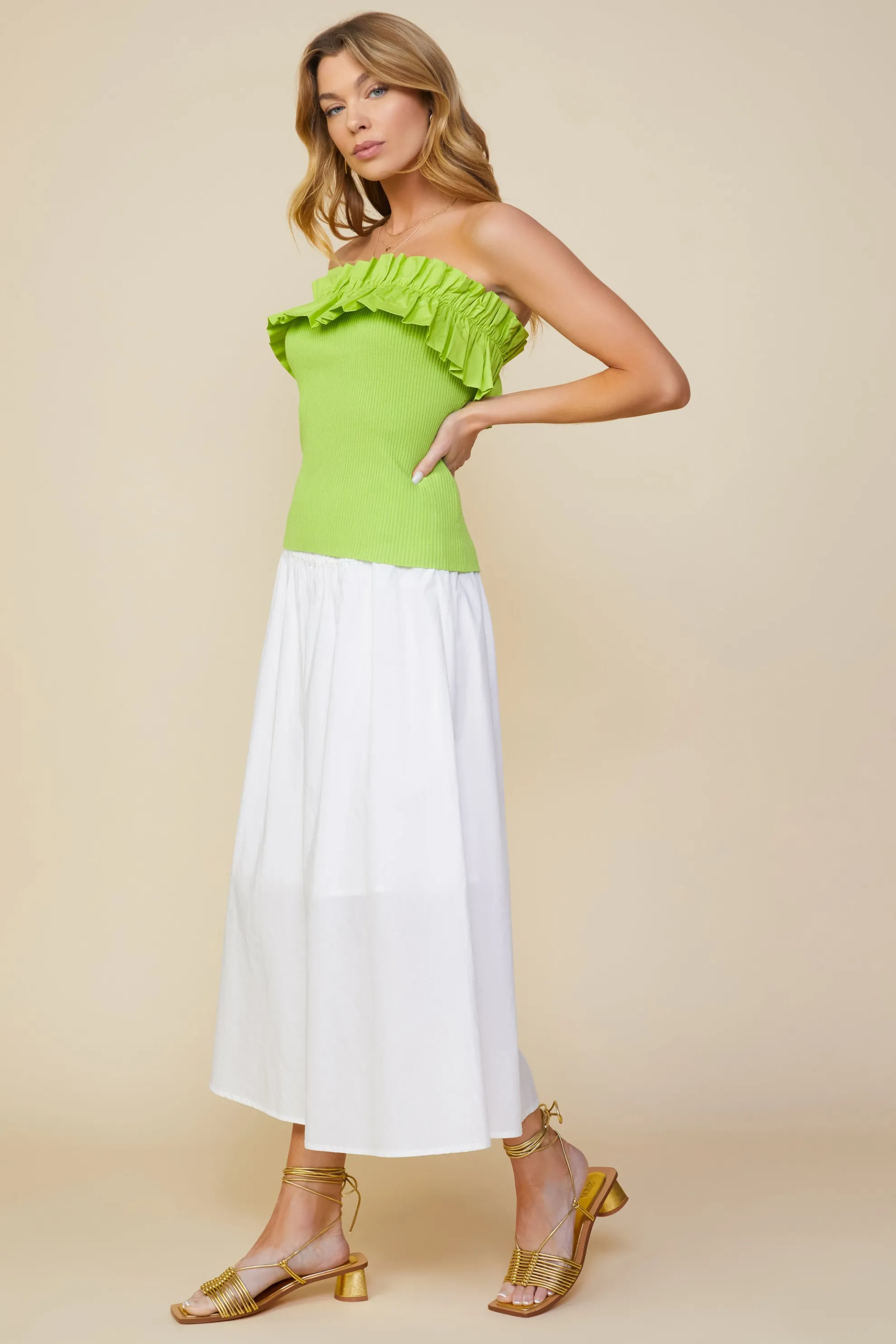 Ruffled Strapless Top