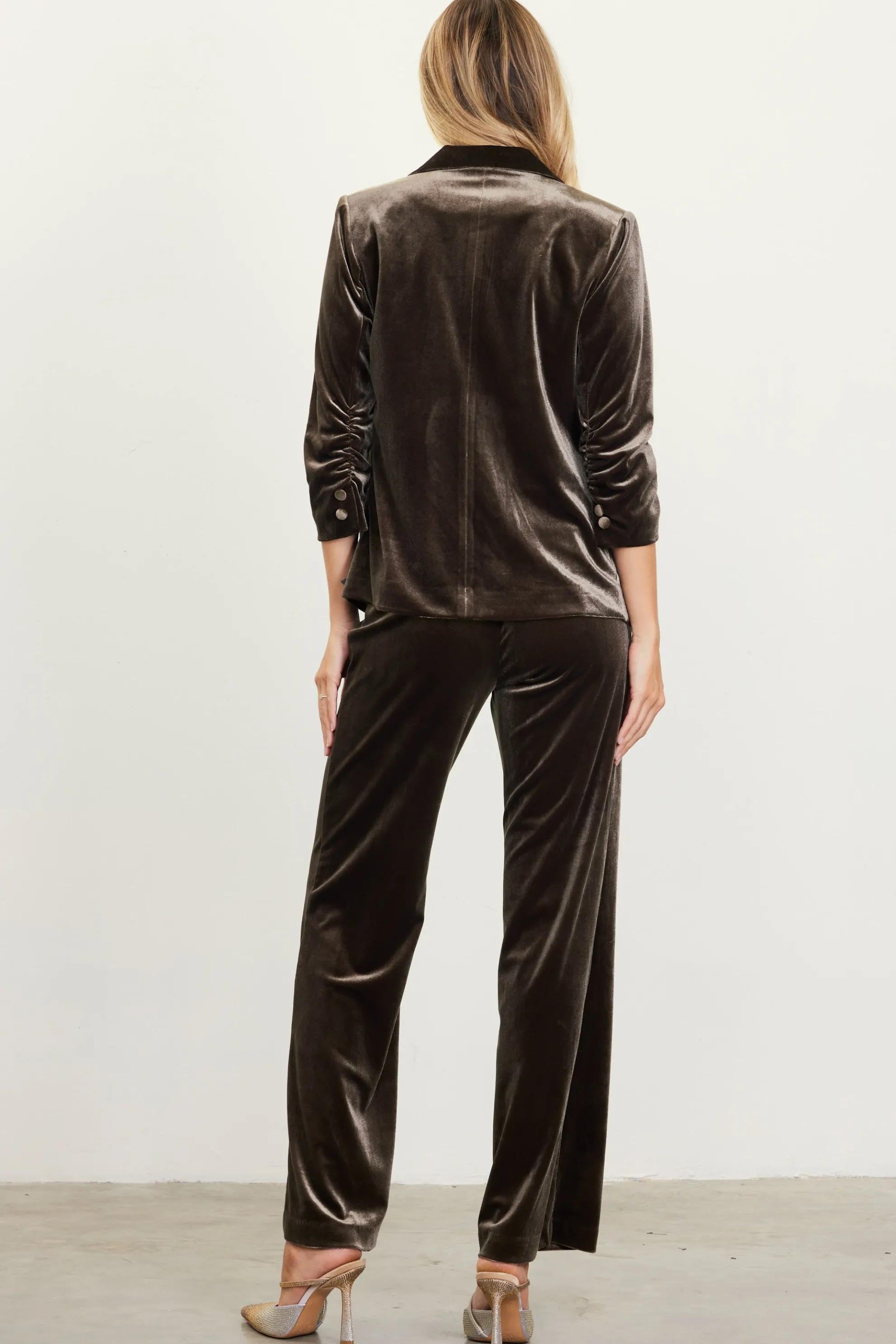Ruched Velvet Blazer