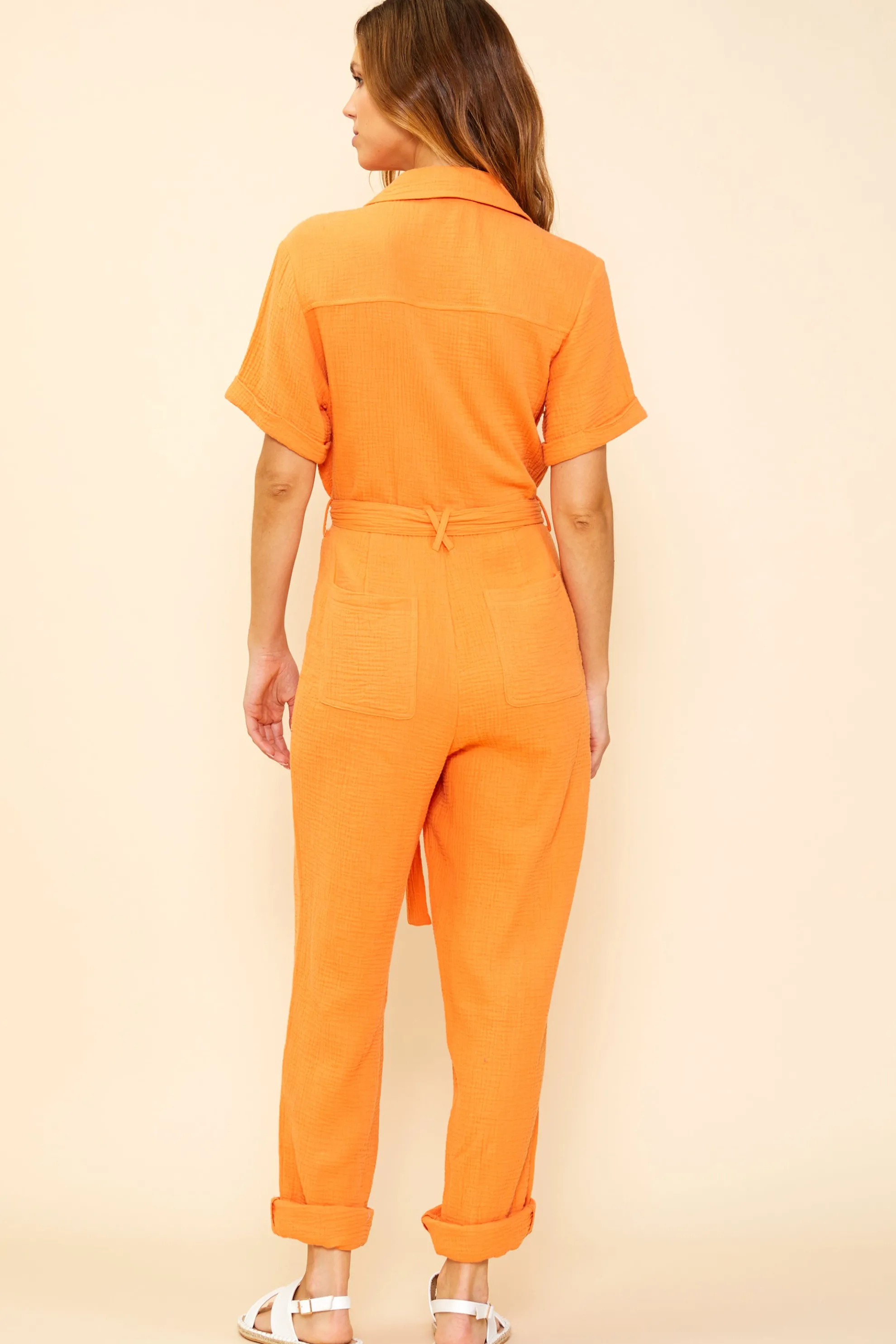 Short Sleeve Gauze Jumpsuit