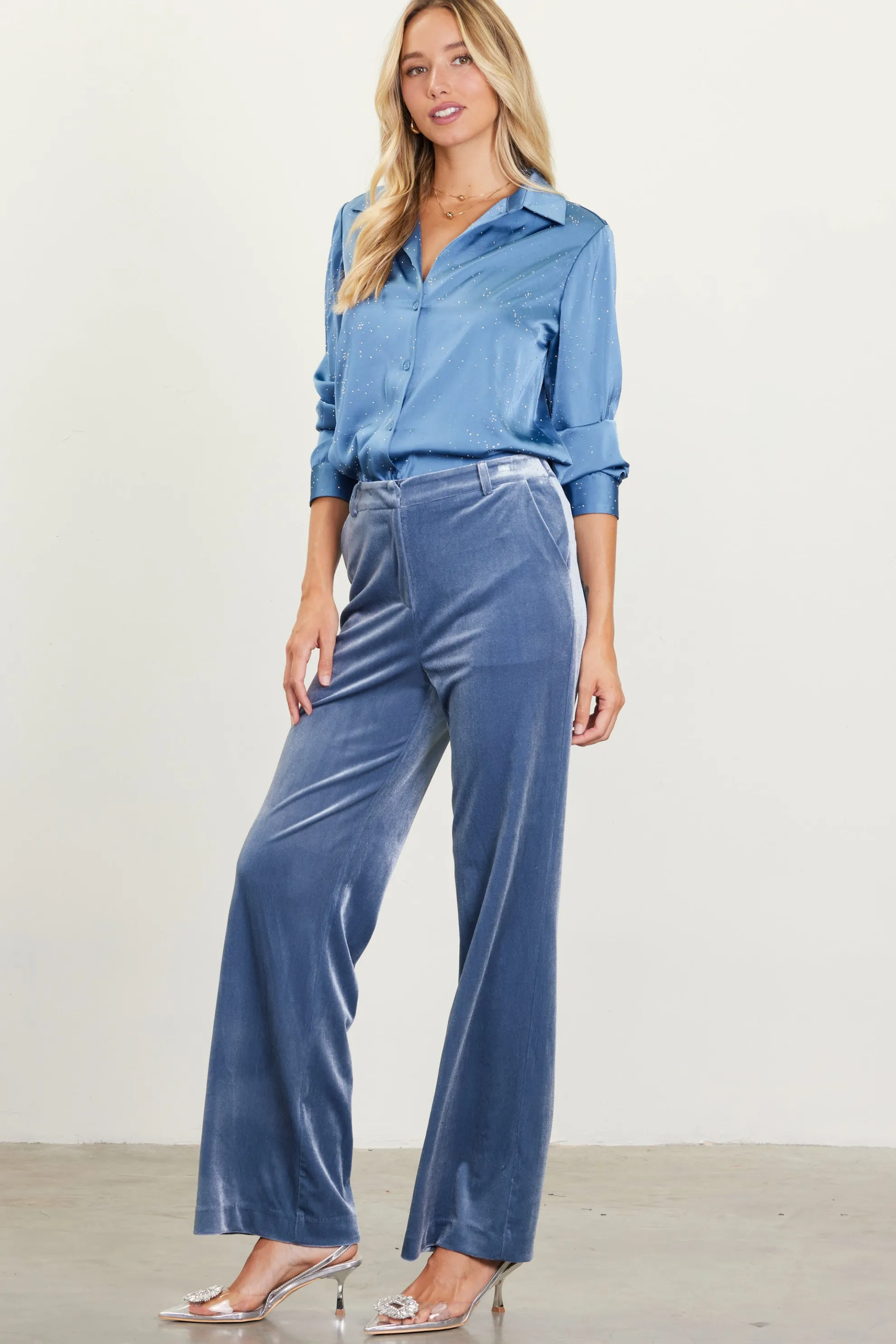 Velvet Wide Leg Pants