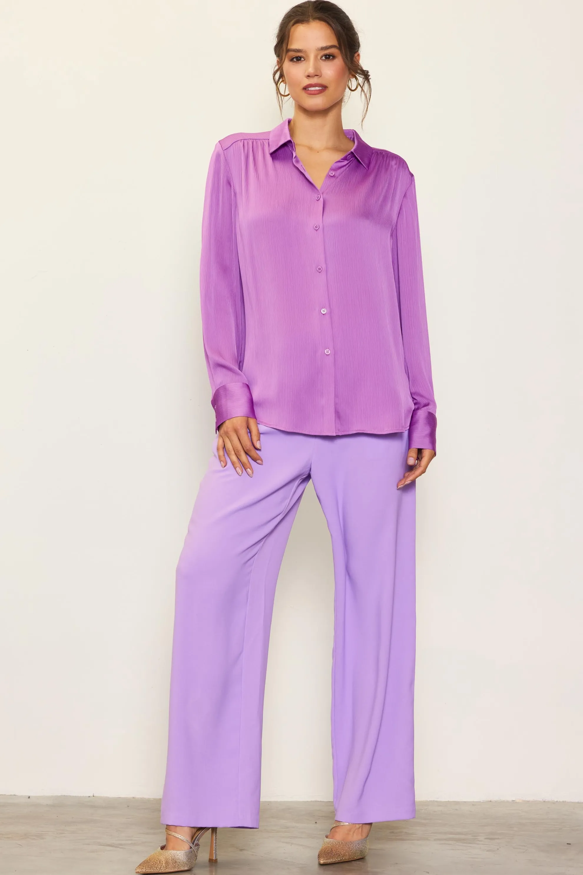 Recycled Crinkle Satin Buttondown