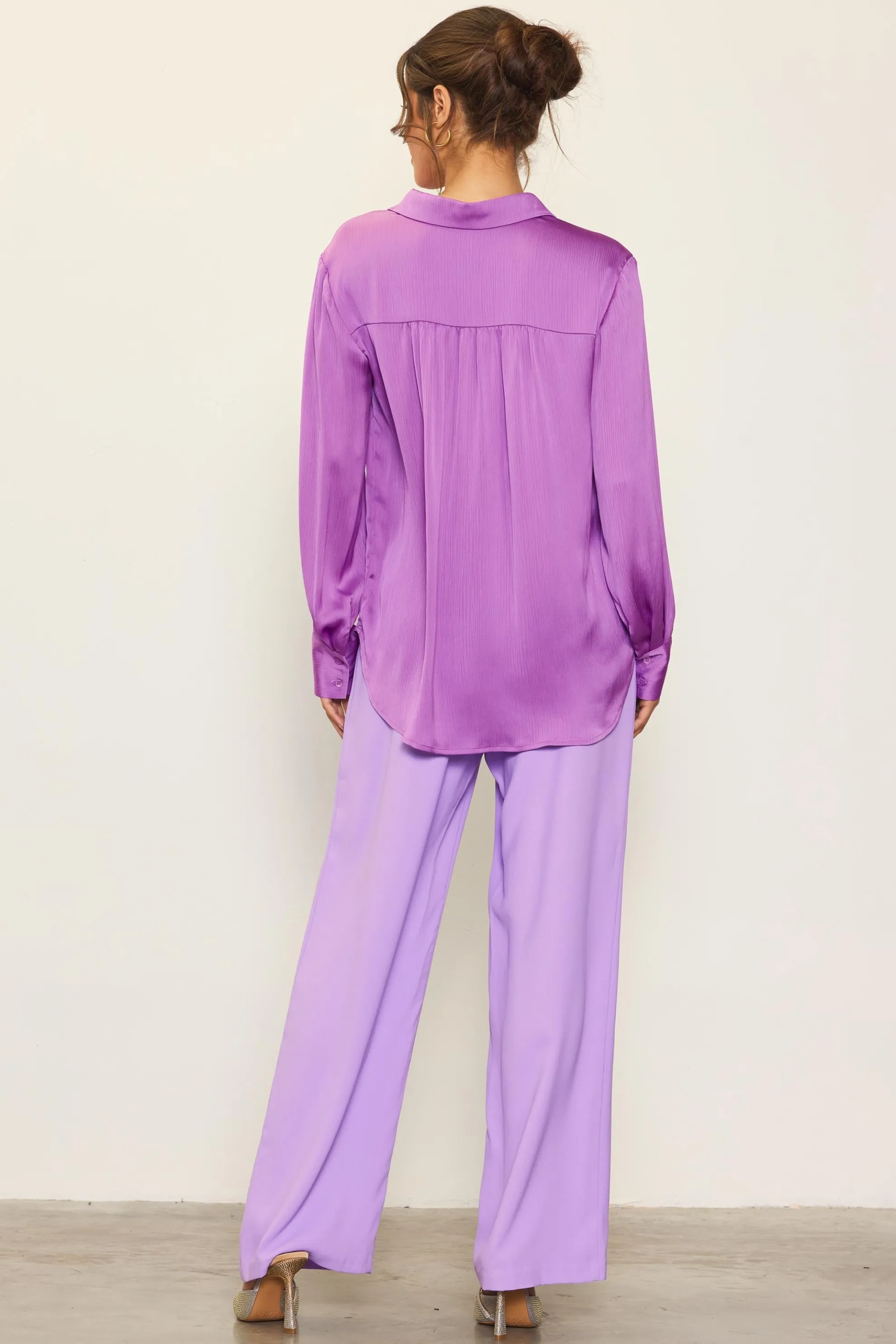 Recycled Crinkle Satin Buttondown