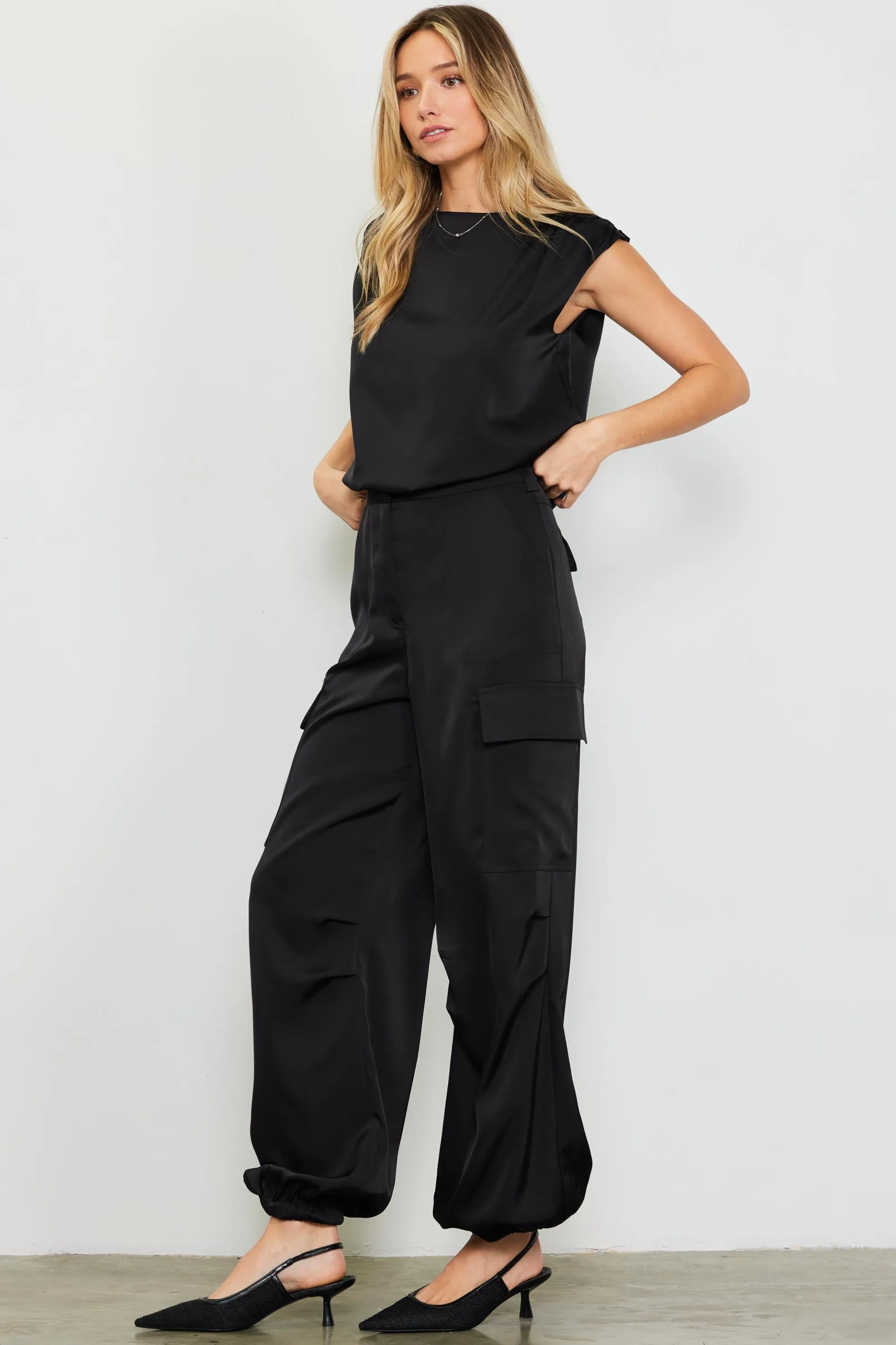 Satin Cargo Pants