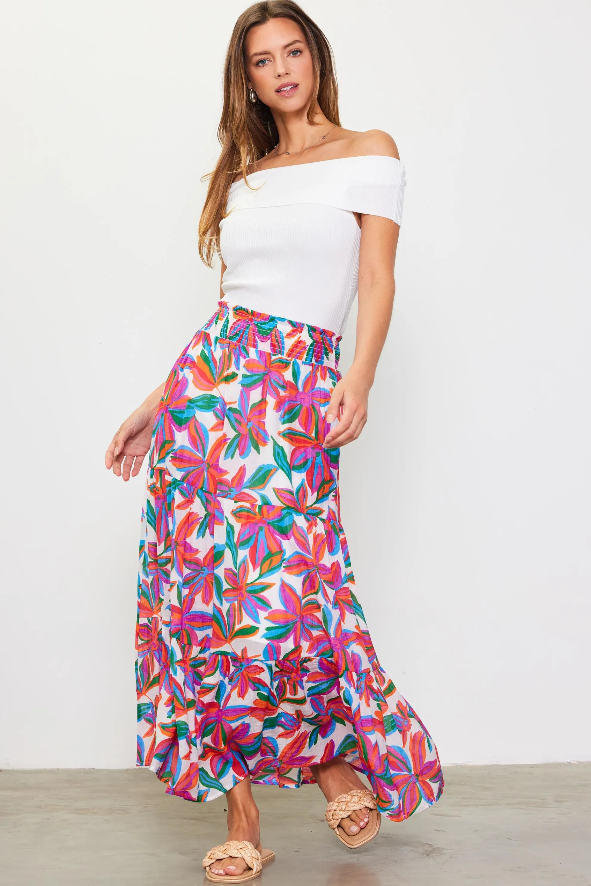 Juliette Floral Print Midi Skirt
