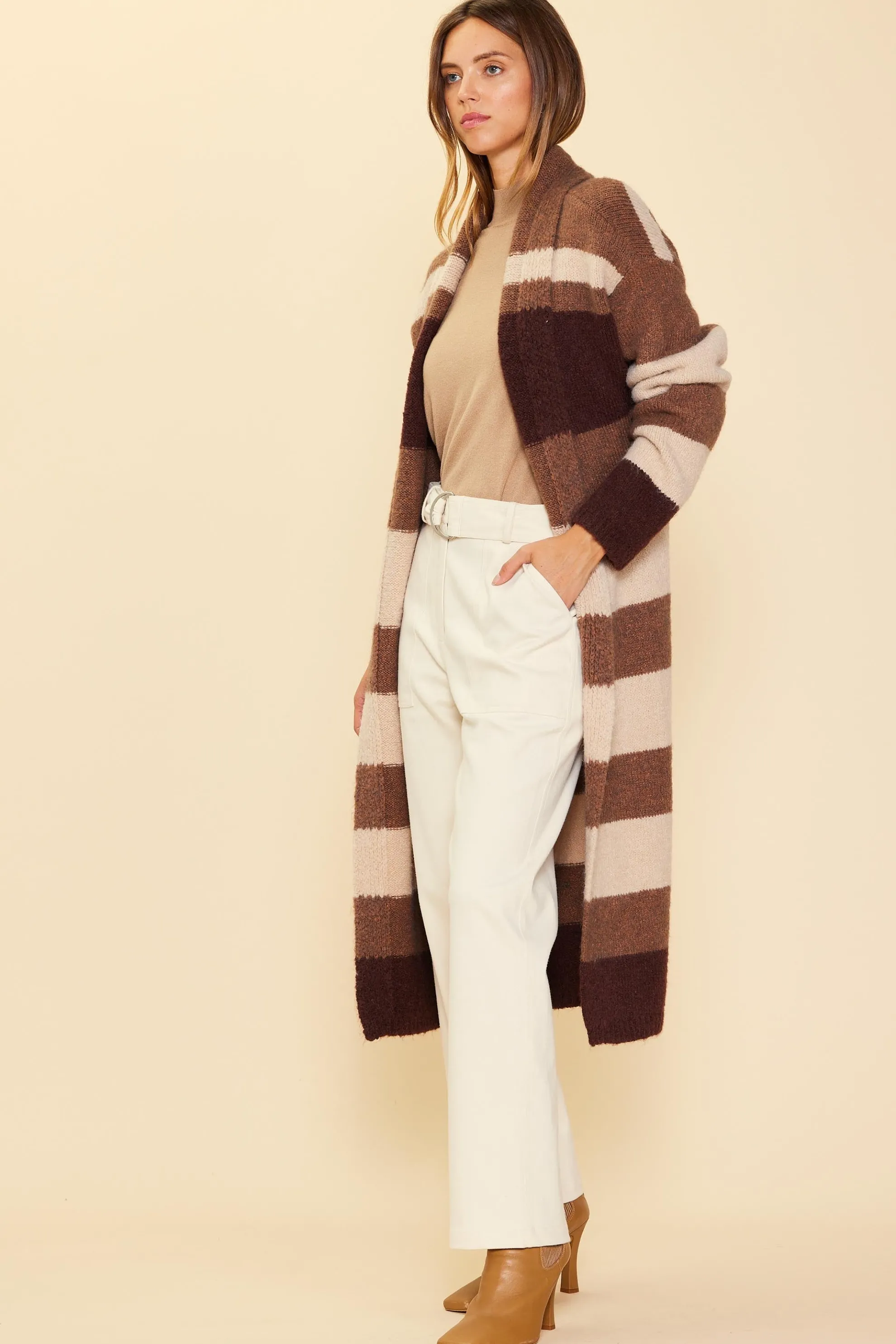 Striped Cardigan With Tie