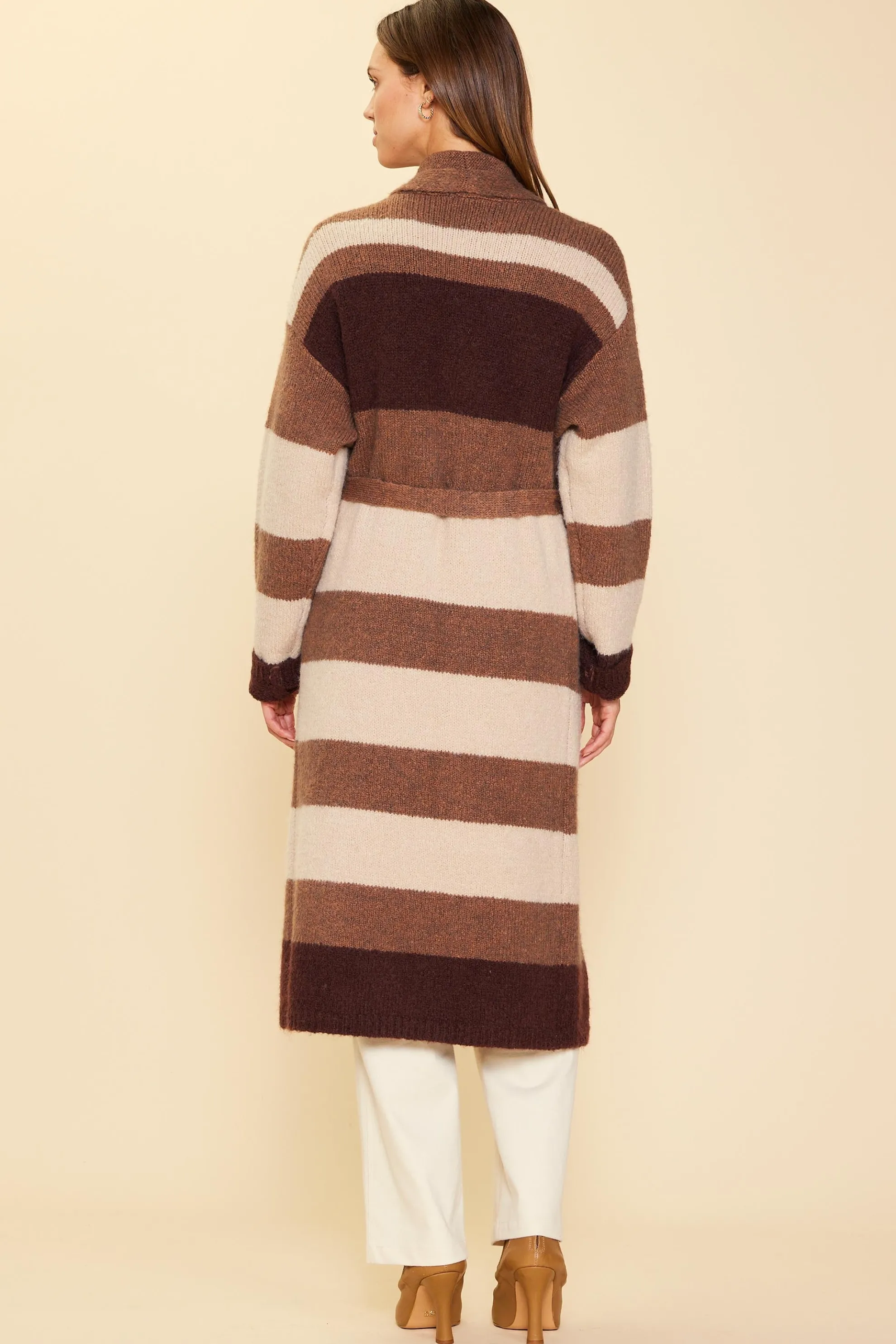 Striped Cardigan With Tie