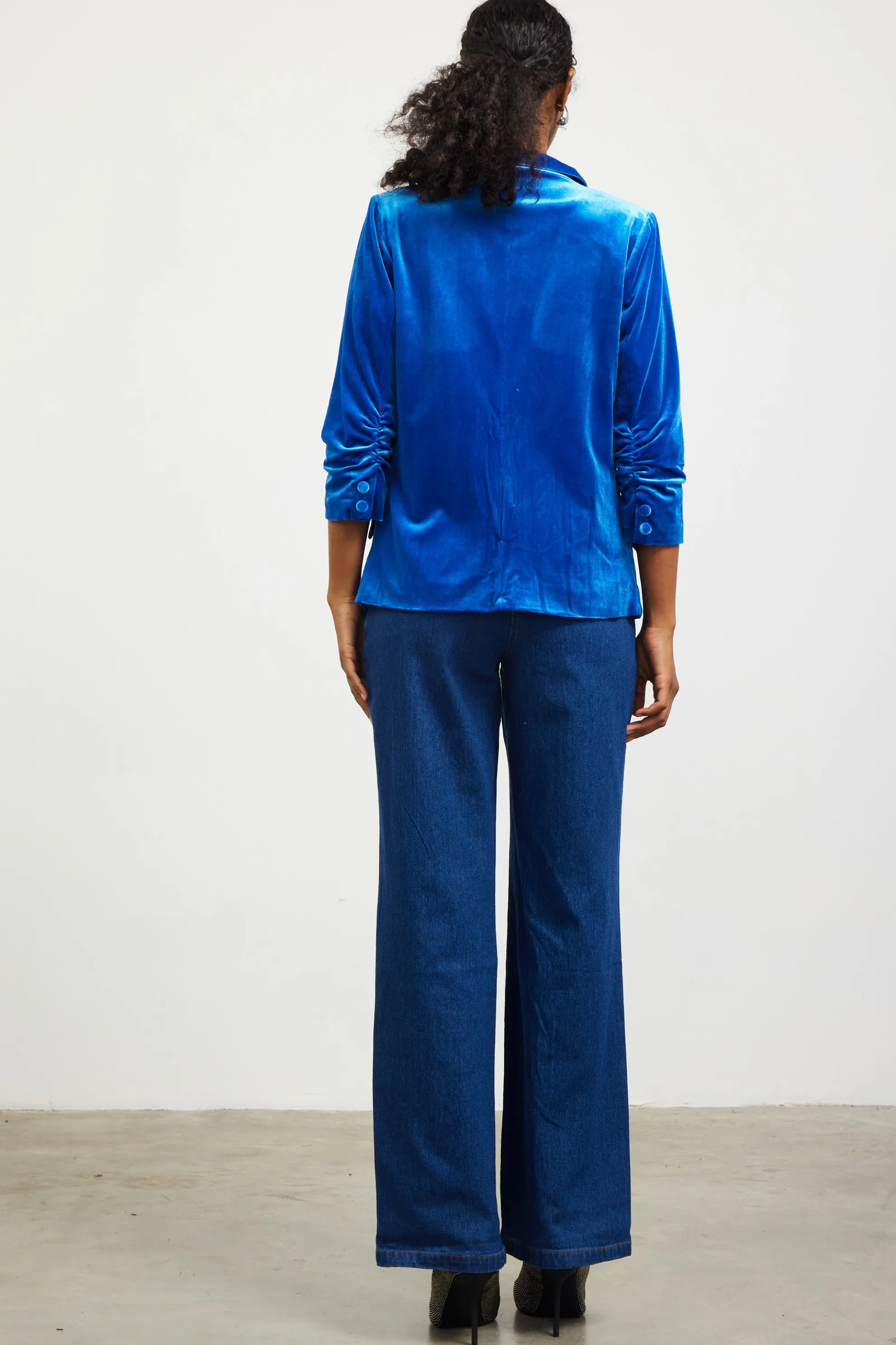Ruched Velvet Blazer