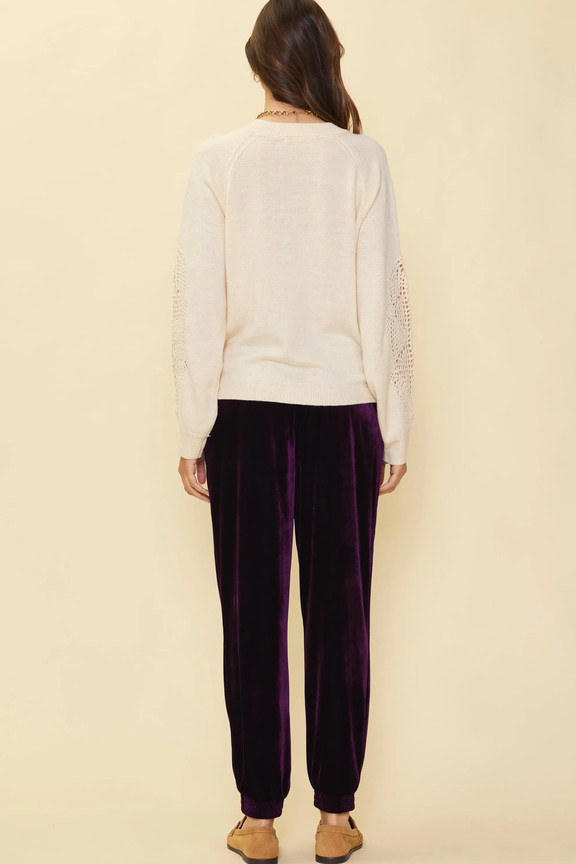 Crochet Sleeve Knit Sweater