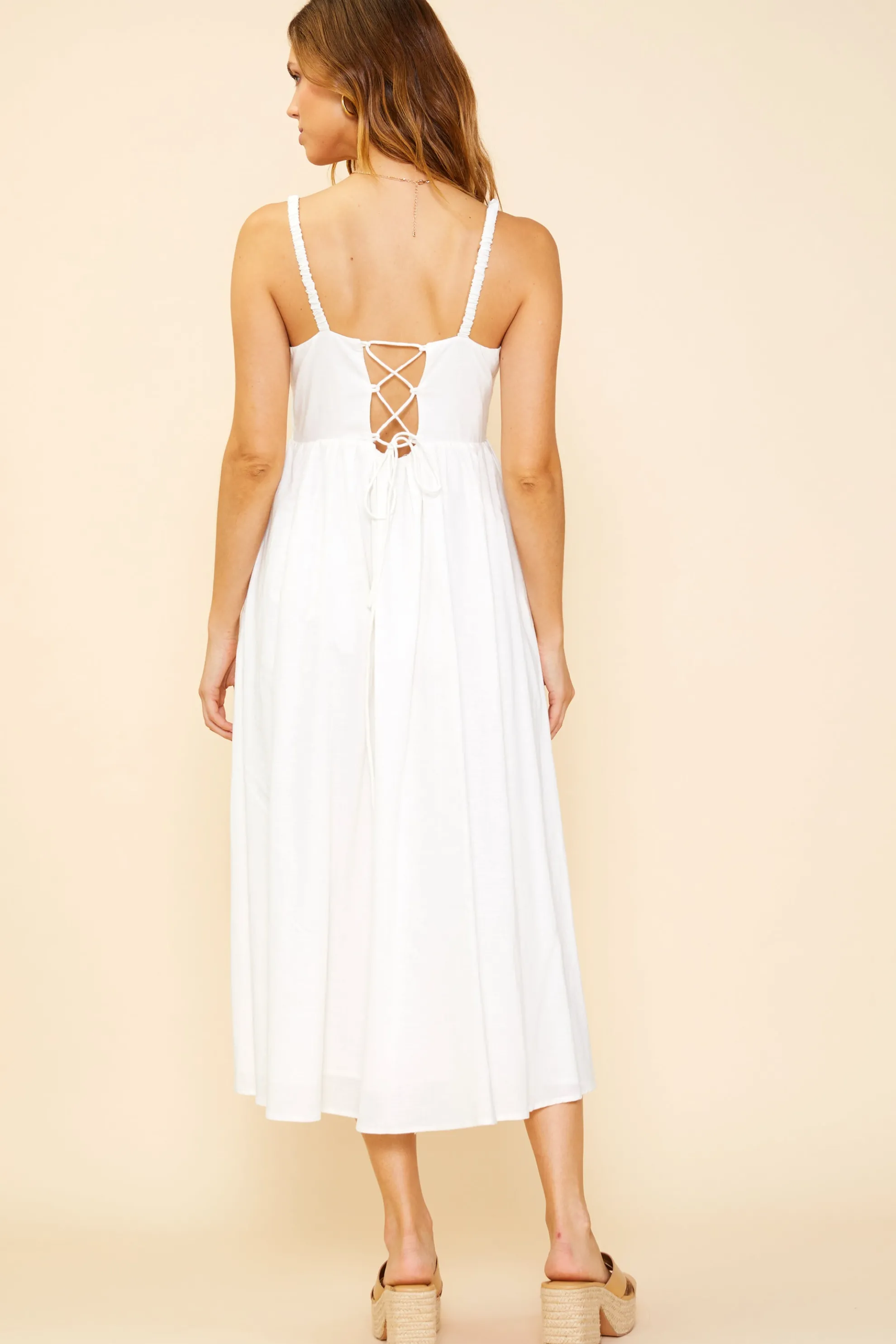 Criss Cross Back Tie Midi Dress