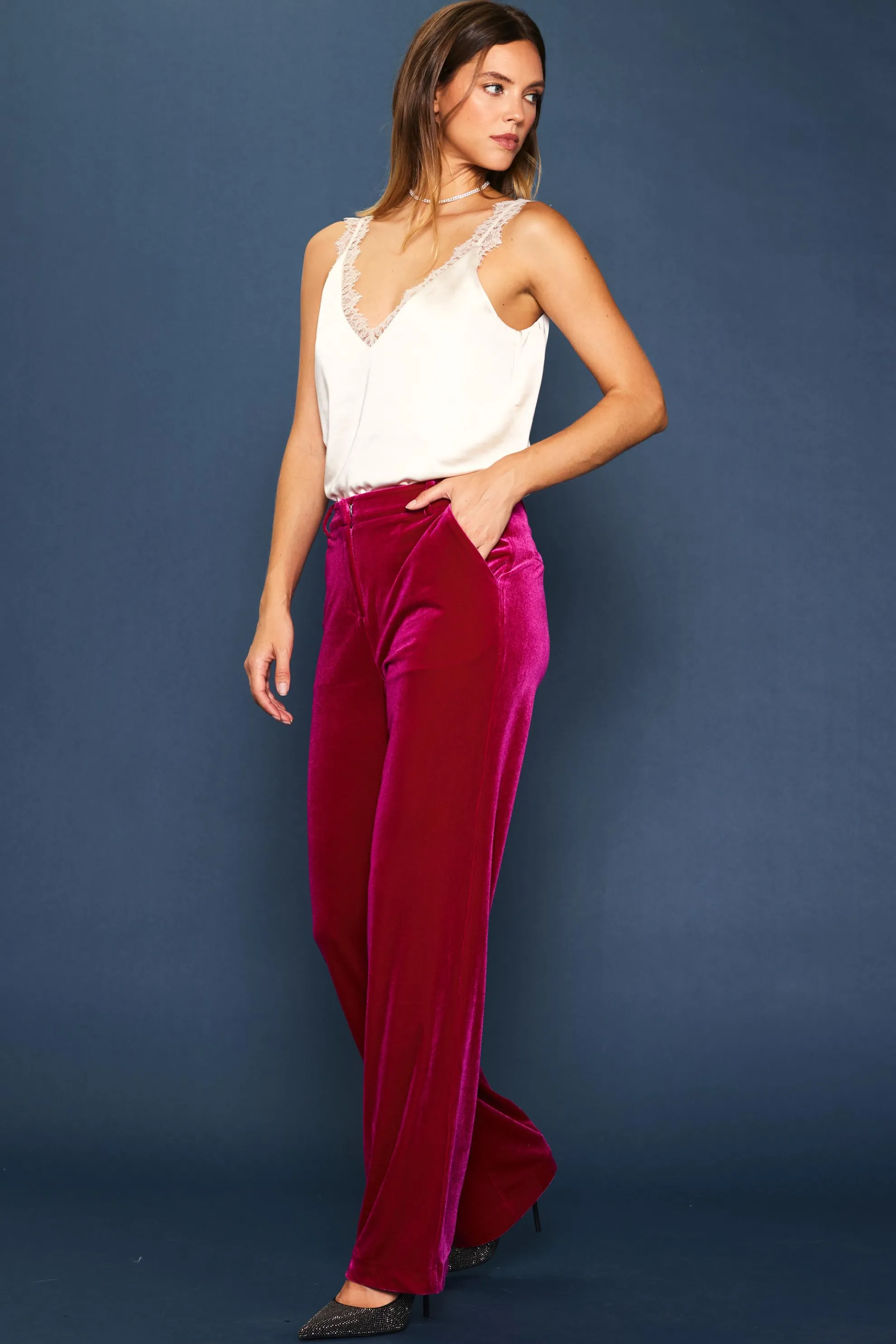 Velvet Wide Leg Pants