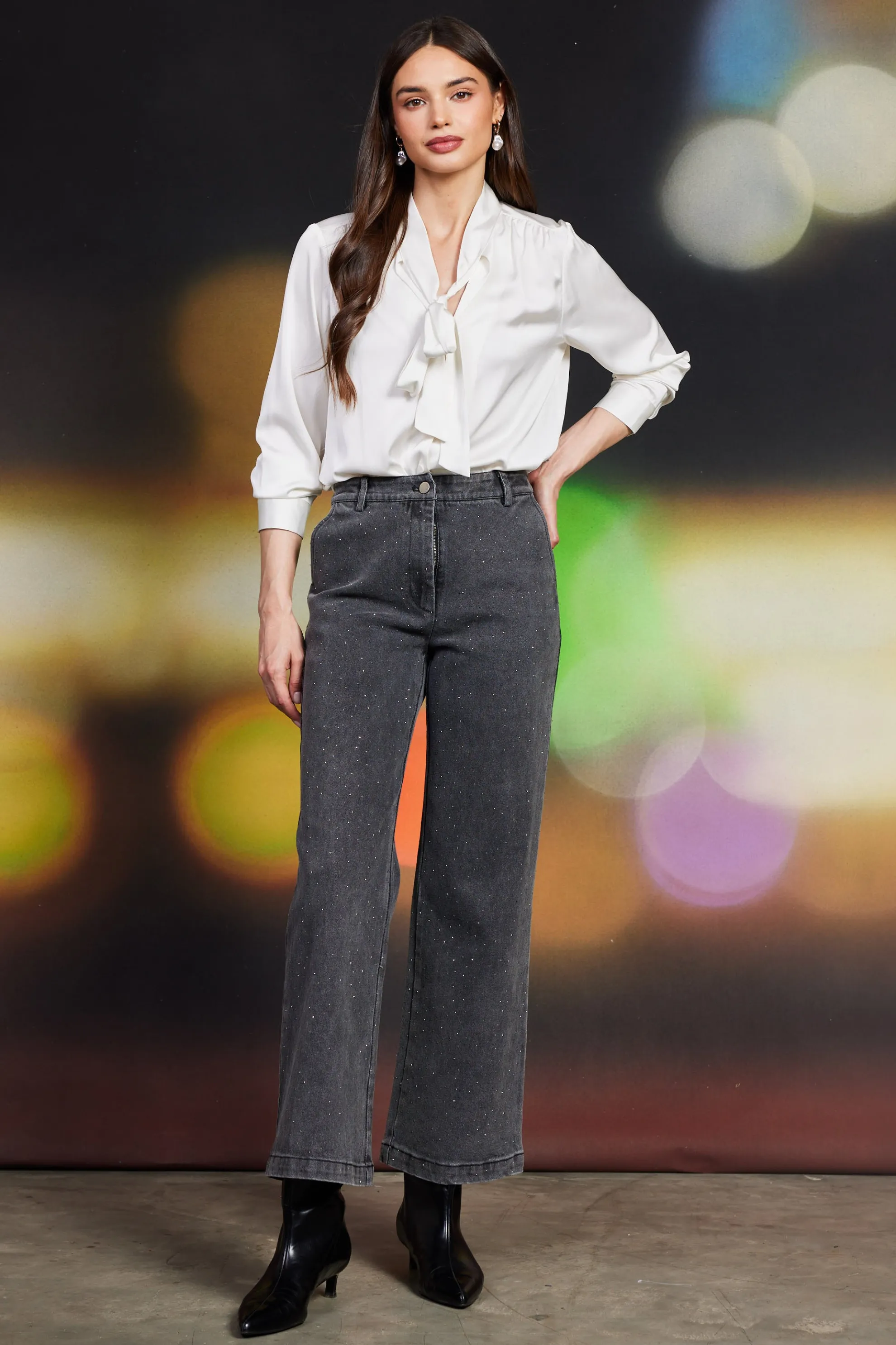 Lydia Rhinestone Denim Pants