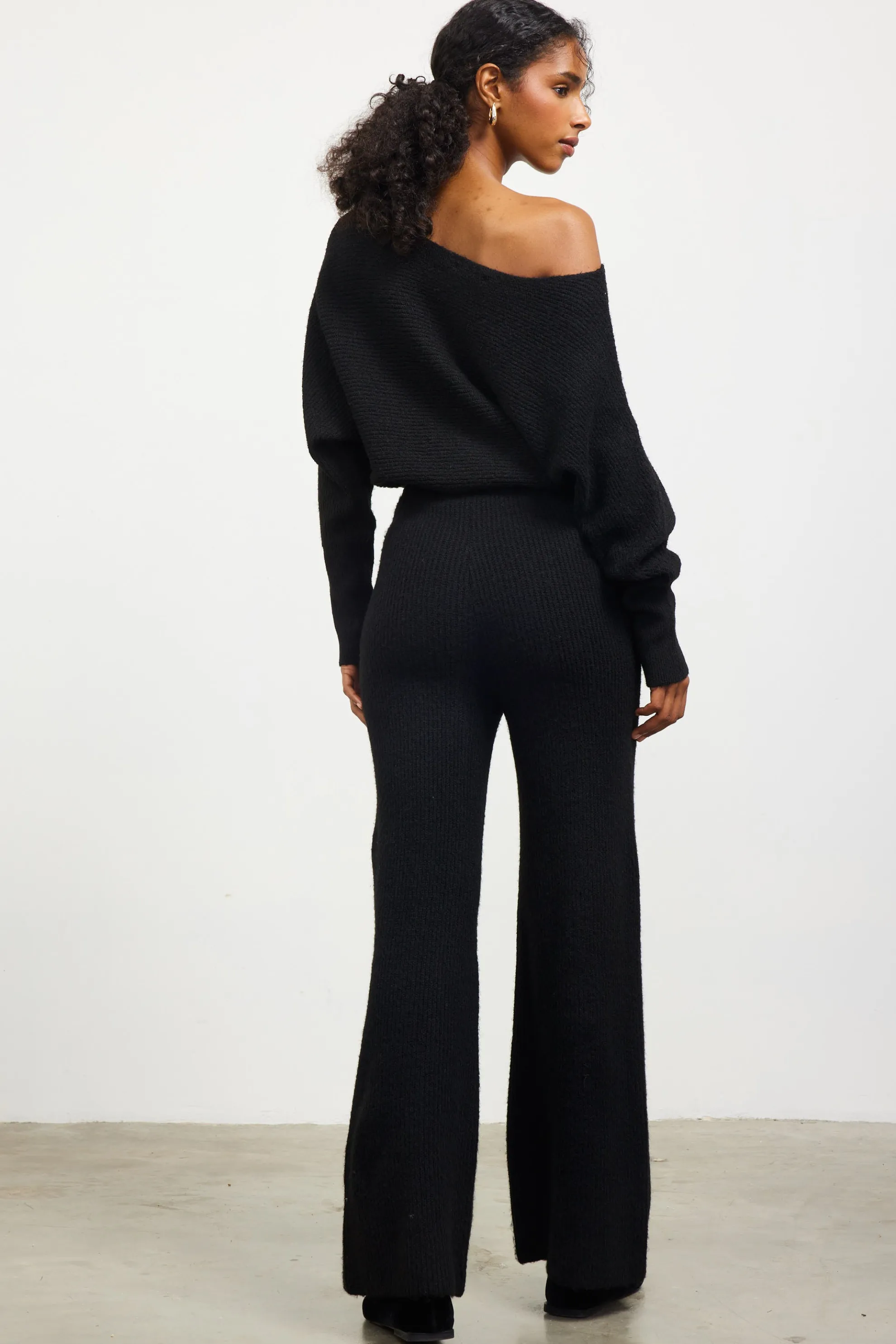 Ribbed Knit Wide Leg Pants
