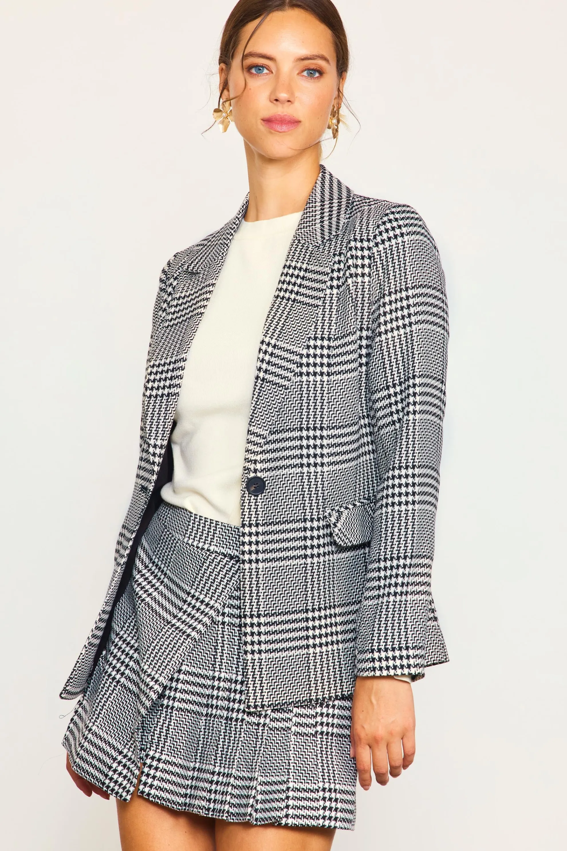 Houndstooth Tailored Blazer