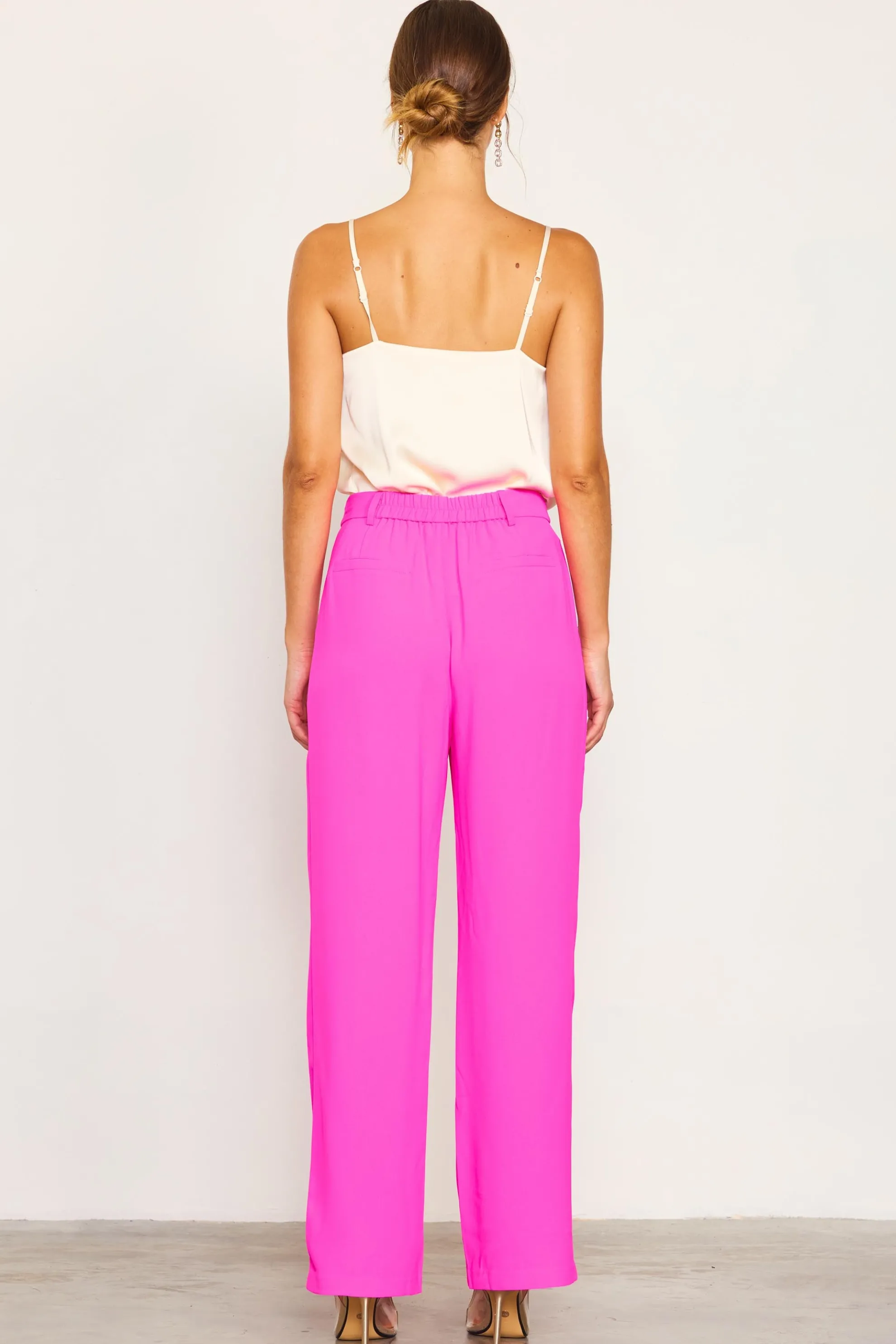 Pintuck Wide Leg Trousers