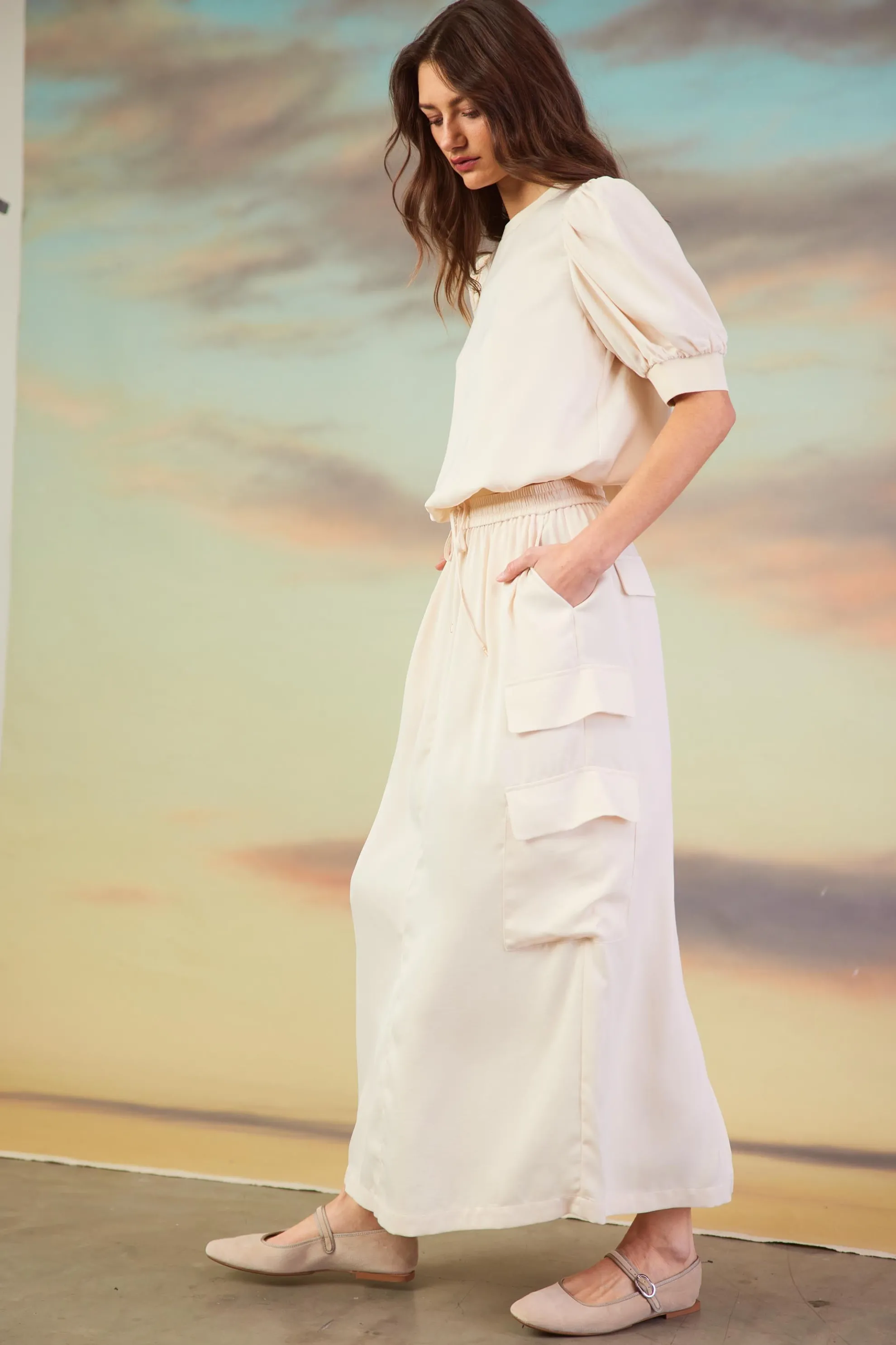 Utility Cargo Pocket Midi Skirt