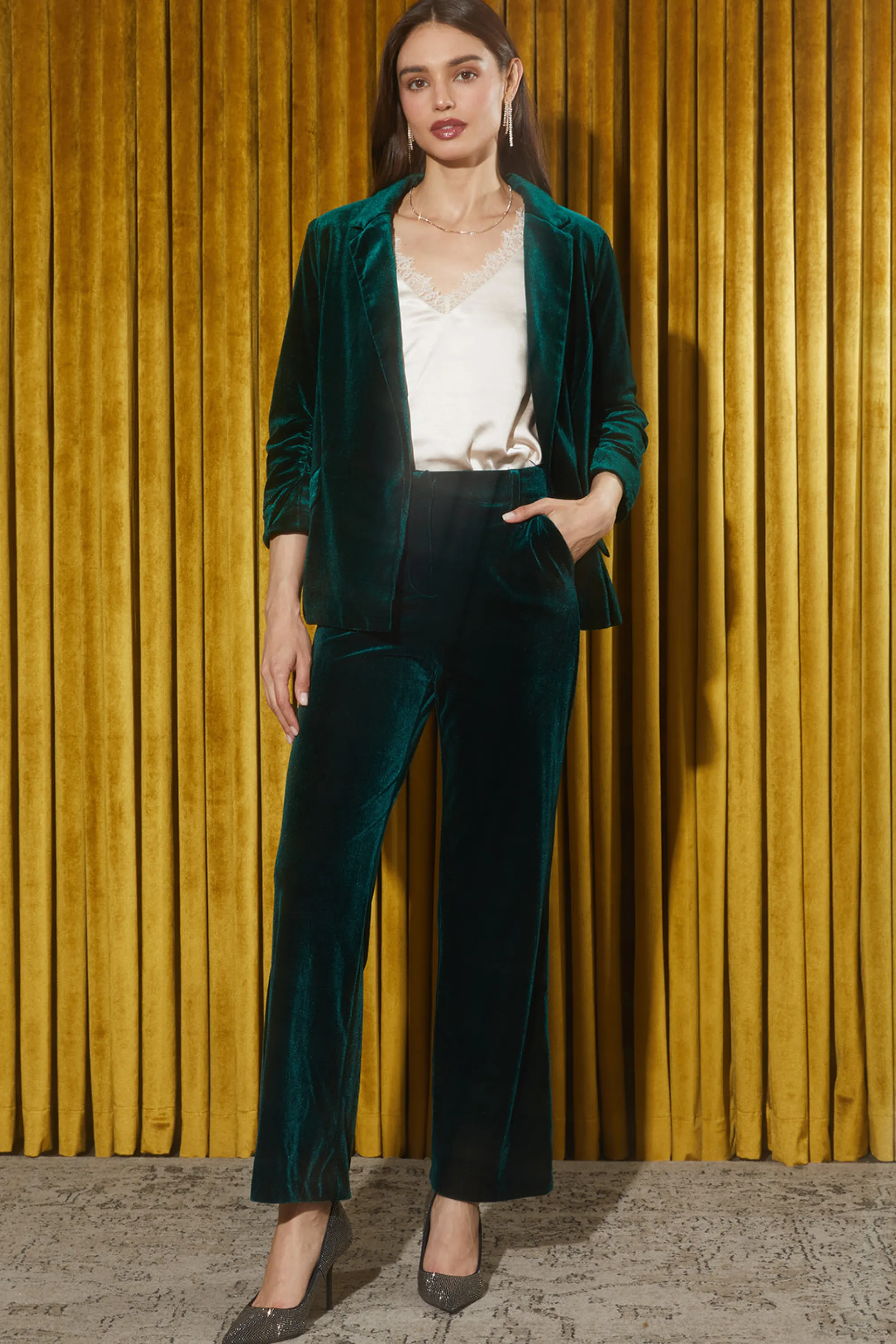 Velvet Wide Leg Pants