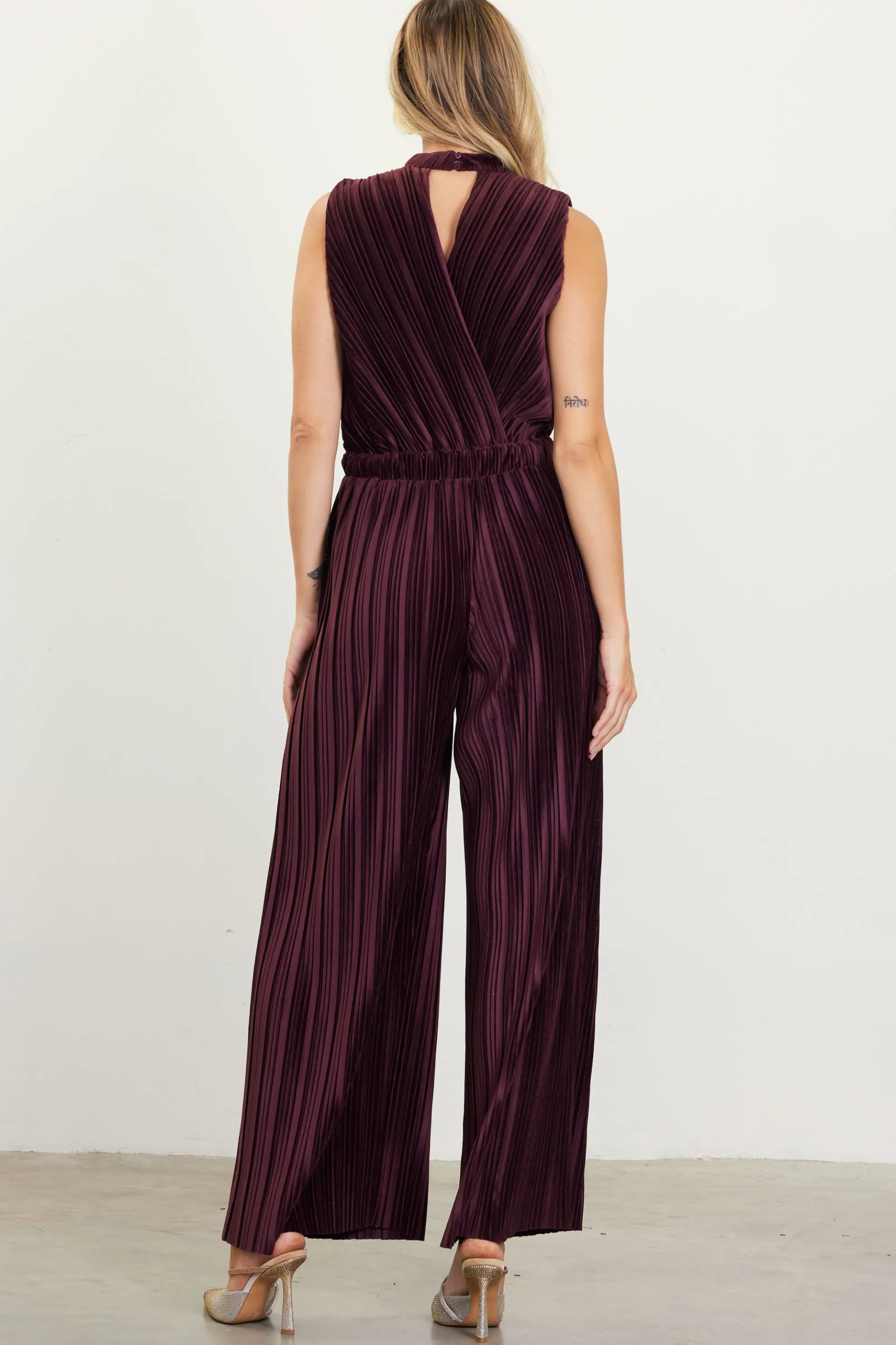Pleated Velvet Jumpsuit