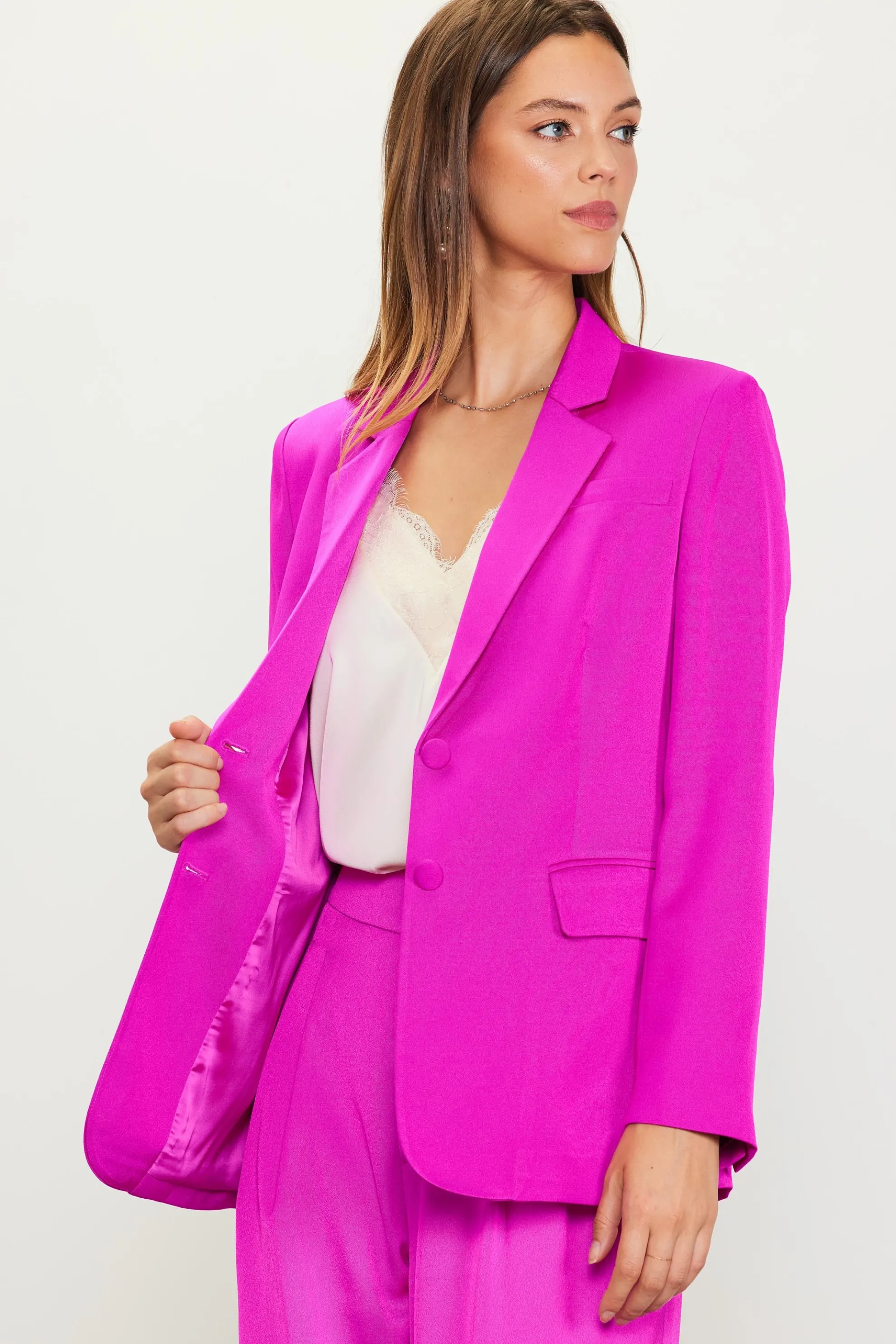 Neon Satin Welt Pocket Blazer