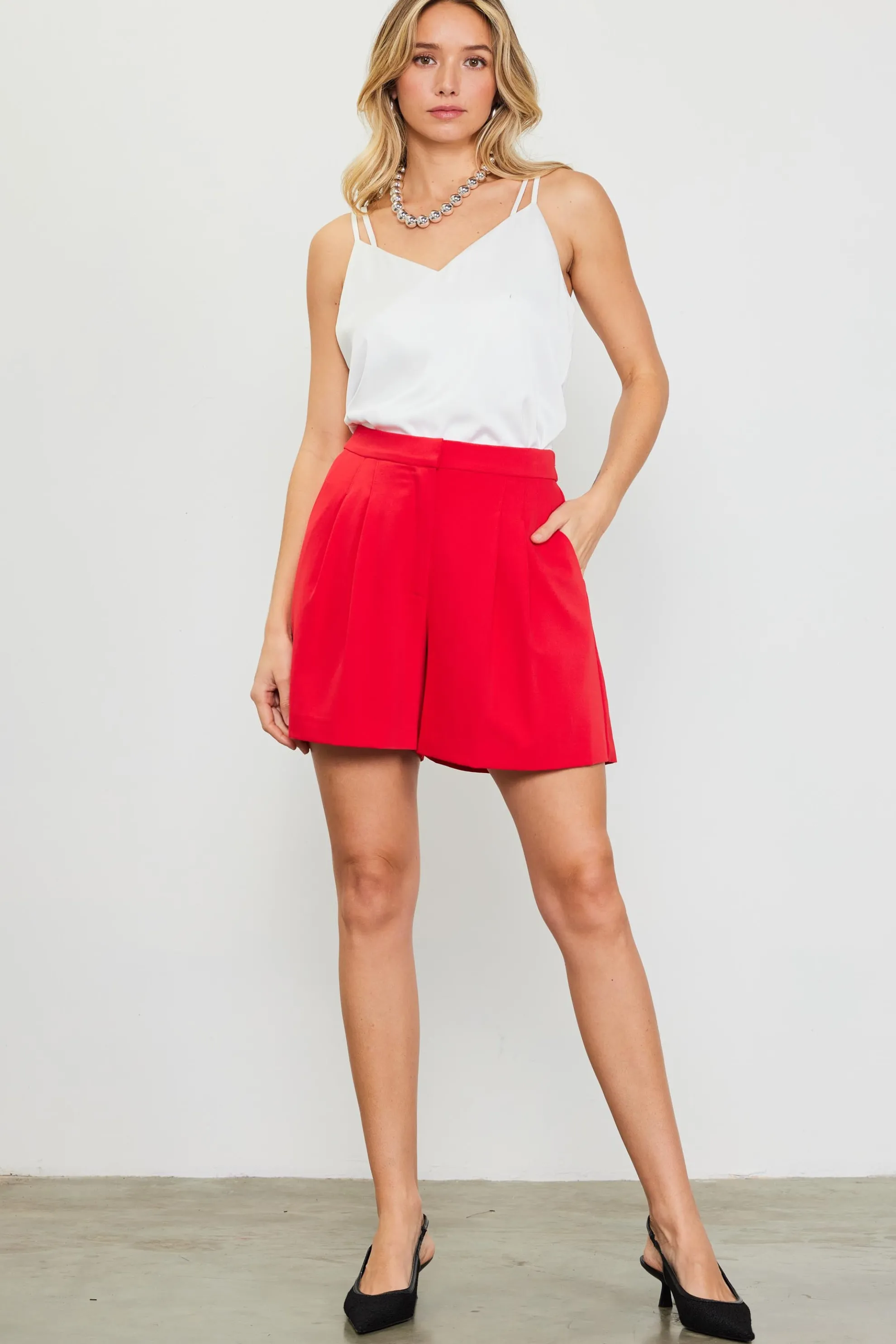 High Waisted Pleated Shorts