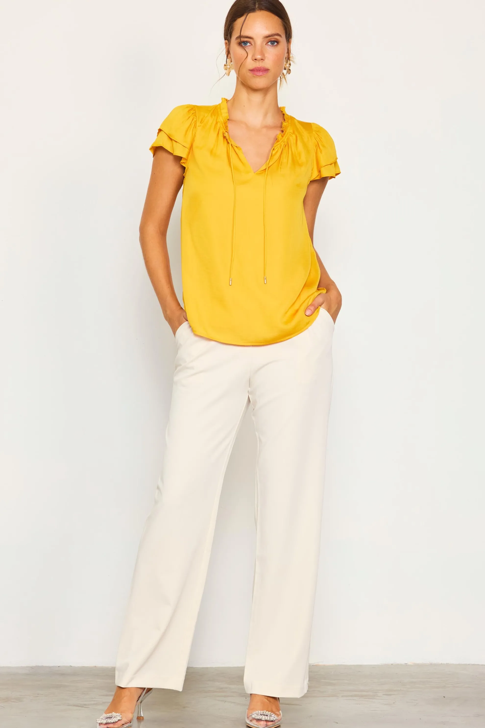 Satin Ruffled Detail Top