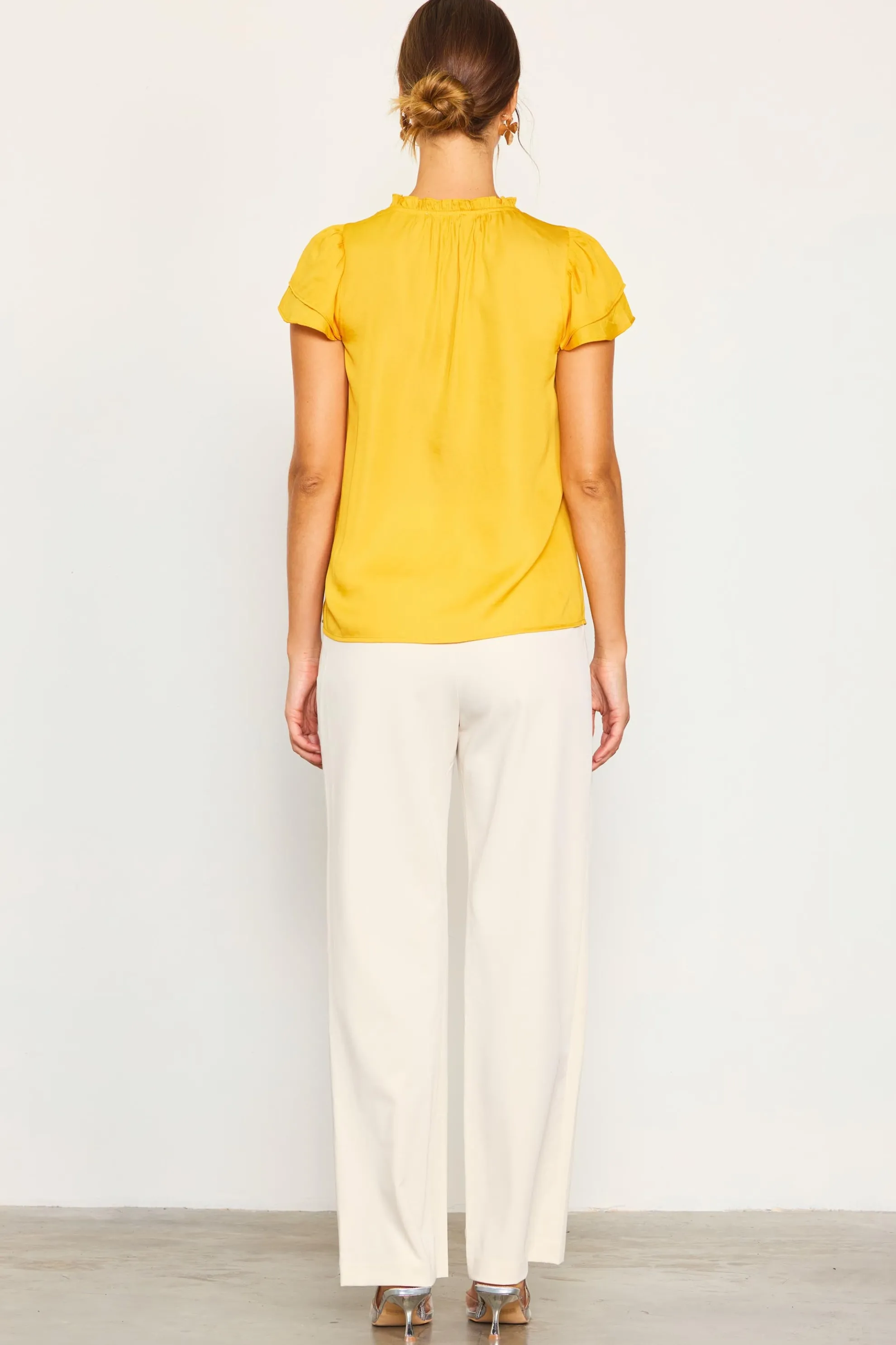 Satin Ruffled Detail Top