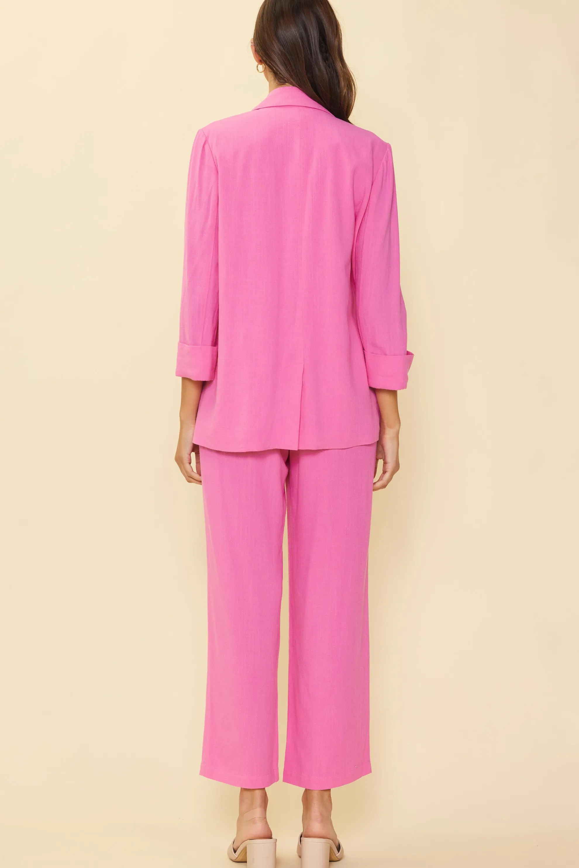 Linen Cuffed Sleeve Blazer