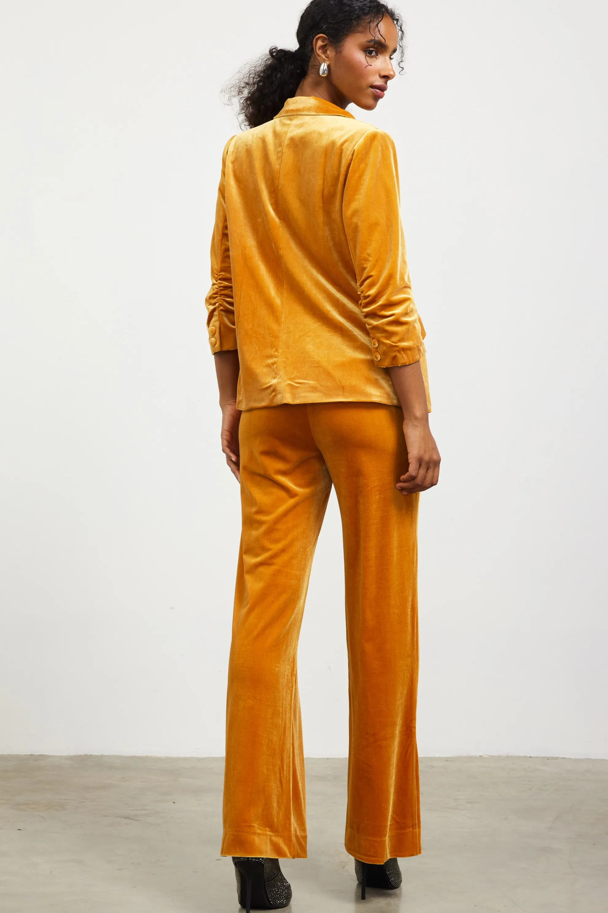 Ruched Velvet Blazer