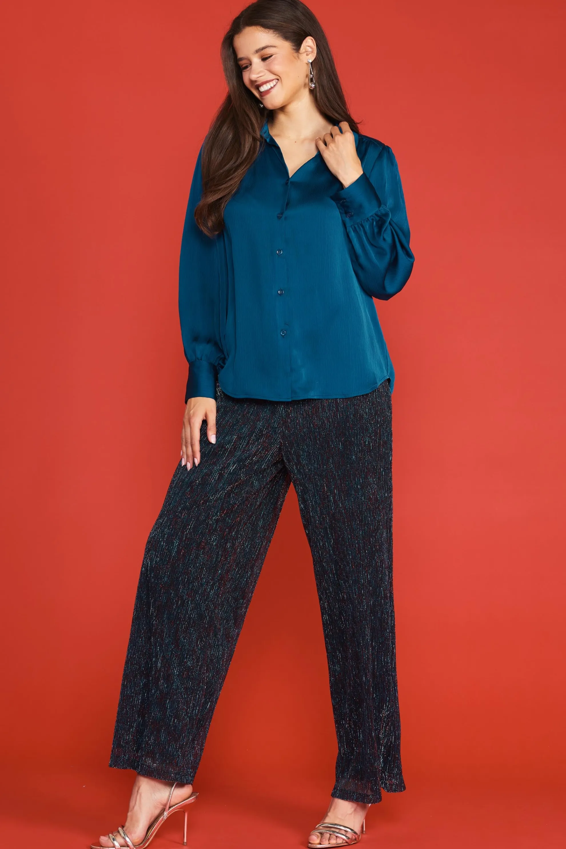 Recycled Crinkle Satin Buttondown