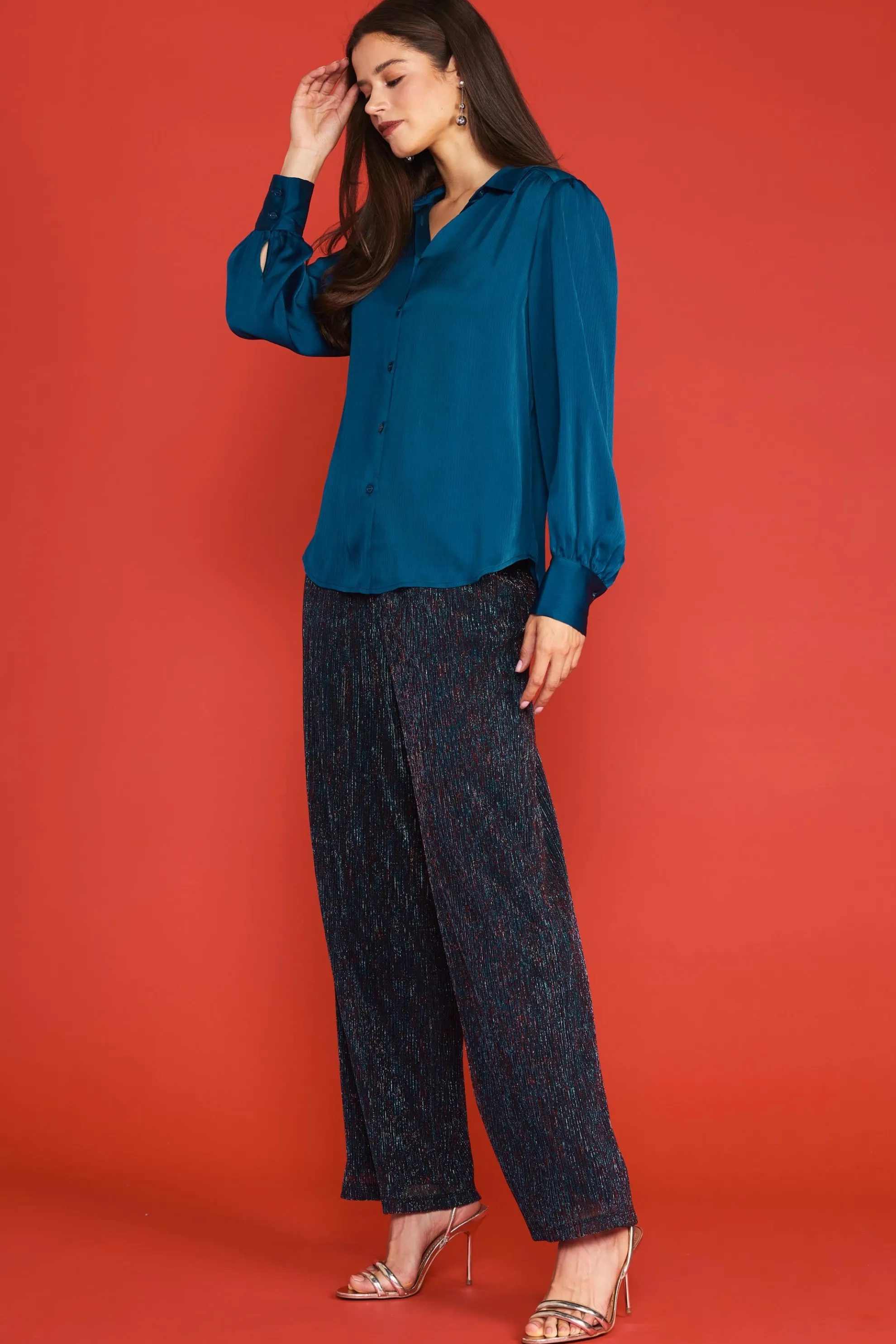 Recycled Crinkle Satin Buttondown