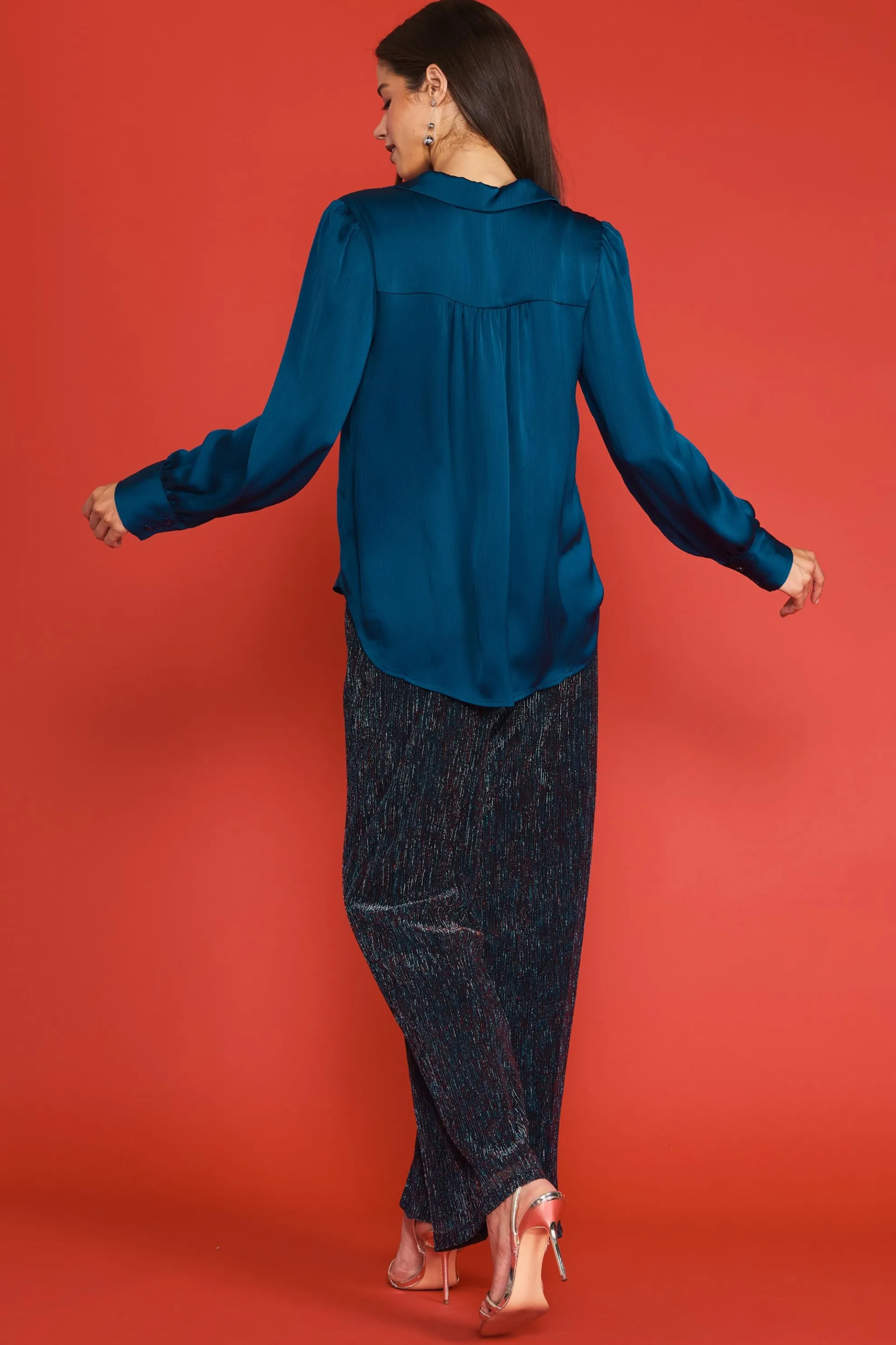 Recycled Crinkle Satin Buttondown