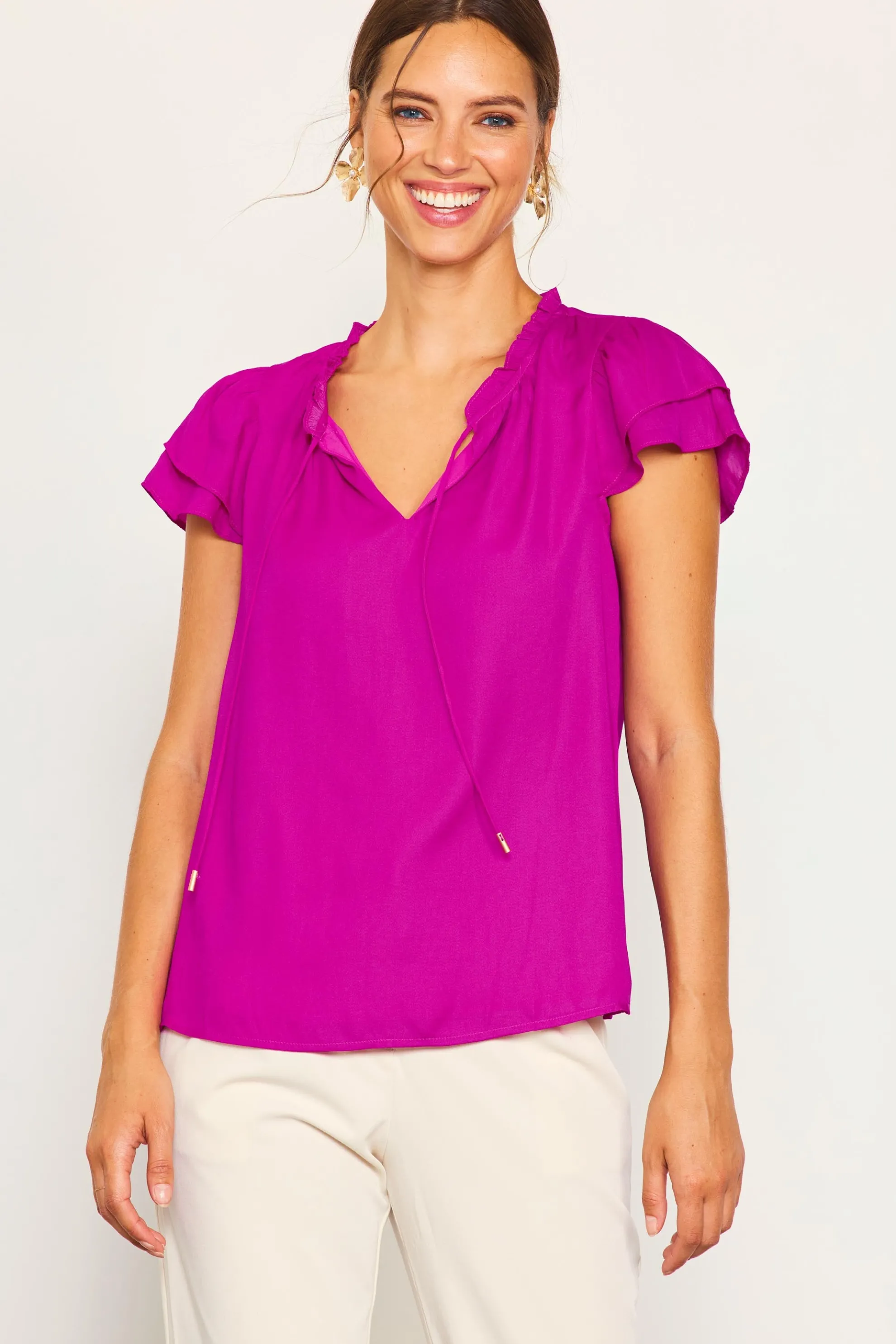 Satin Ruffled Detail Top