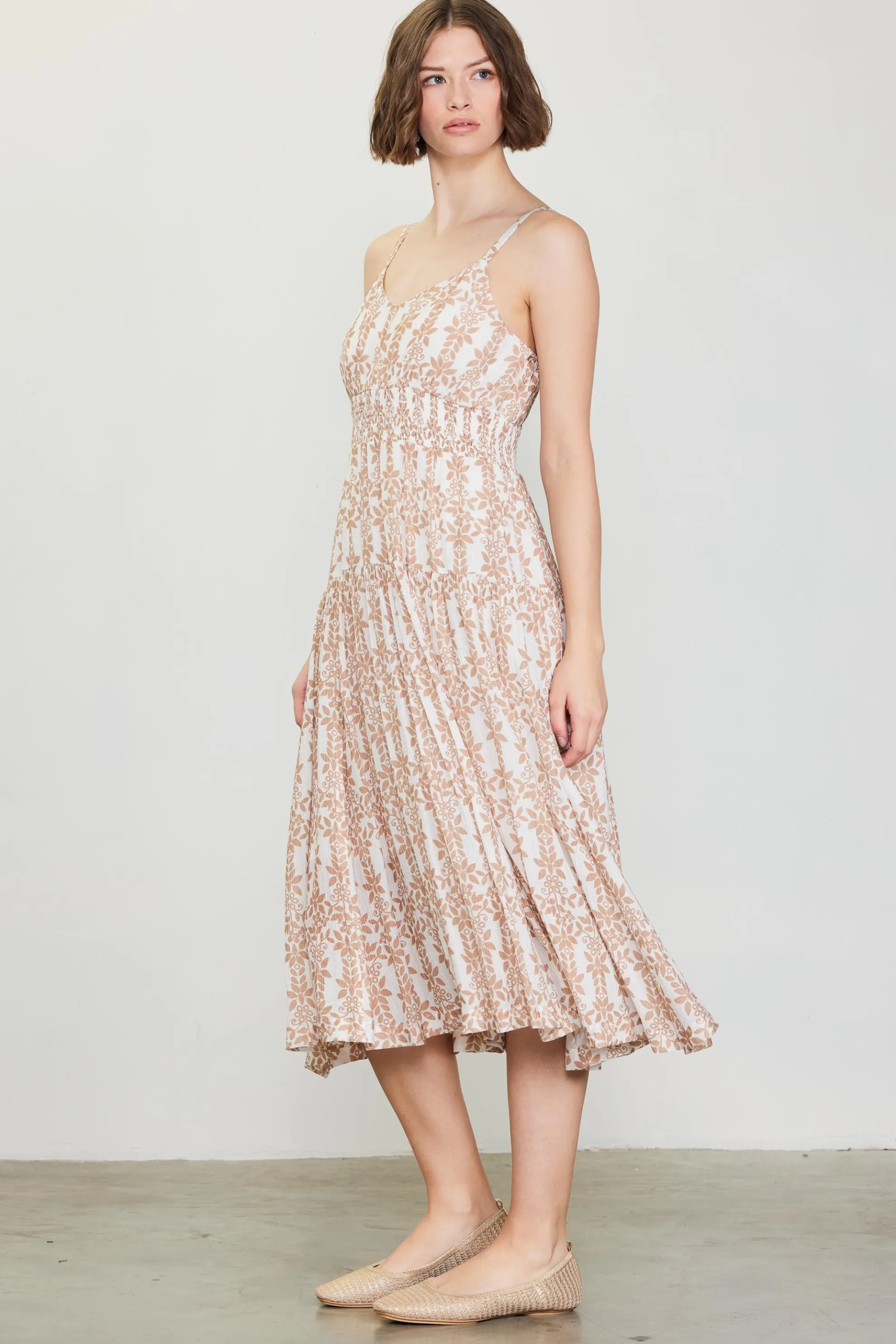 Floral Print Smocked Waist Dress