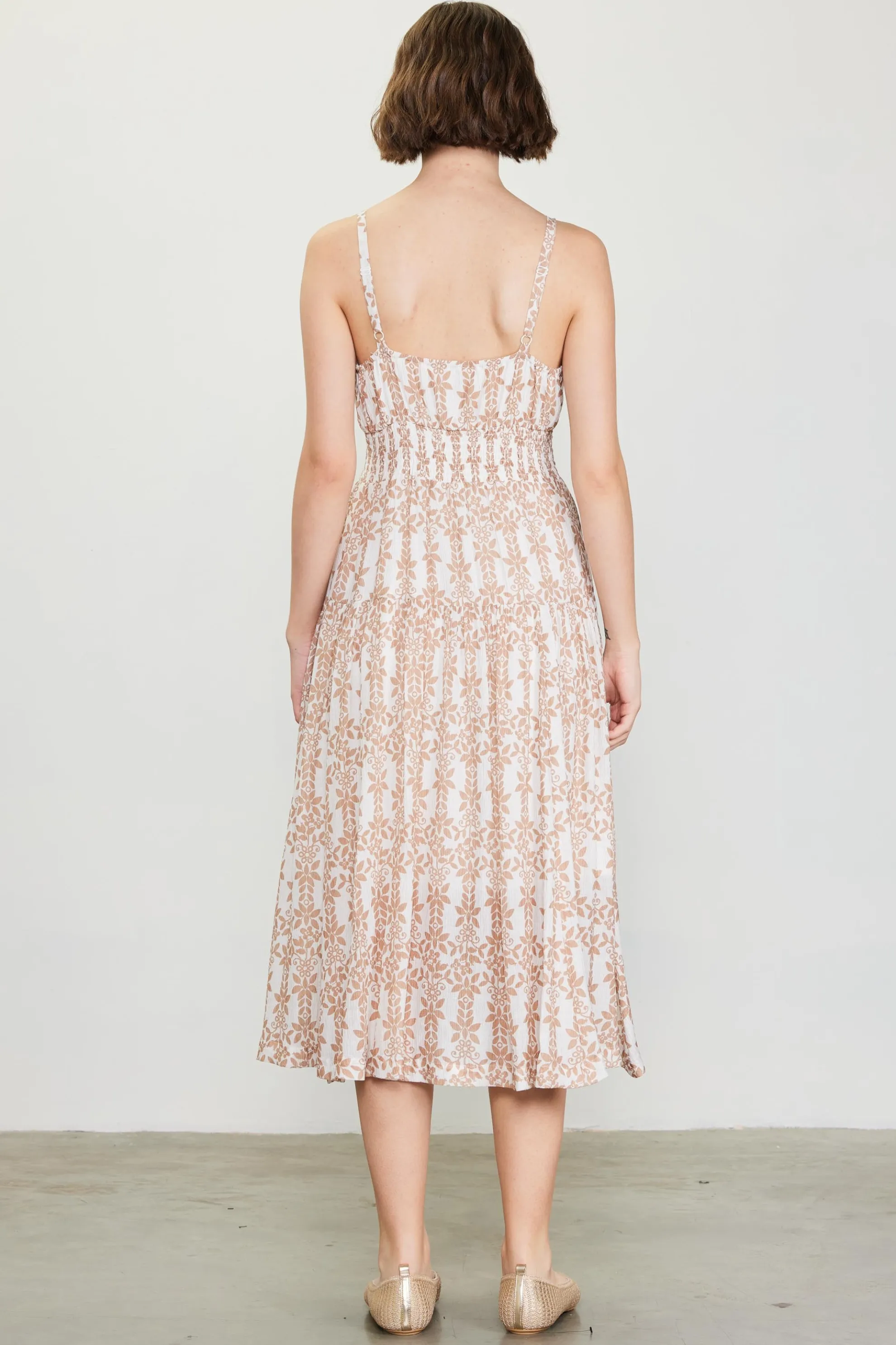 Floral Print Smocked Waist Dress