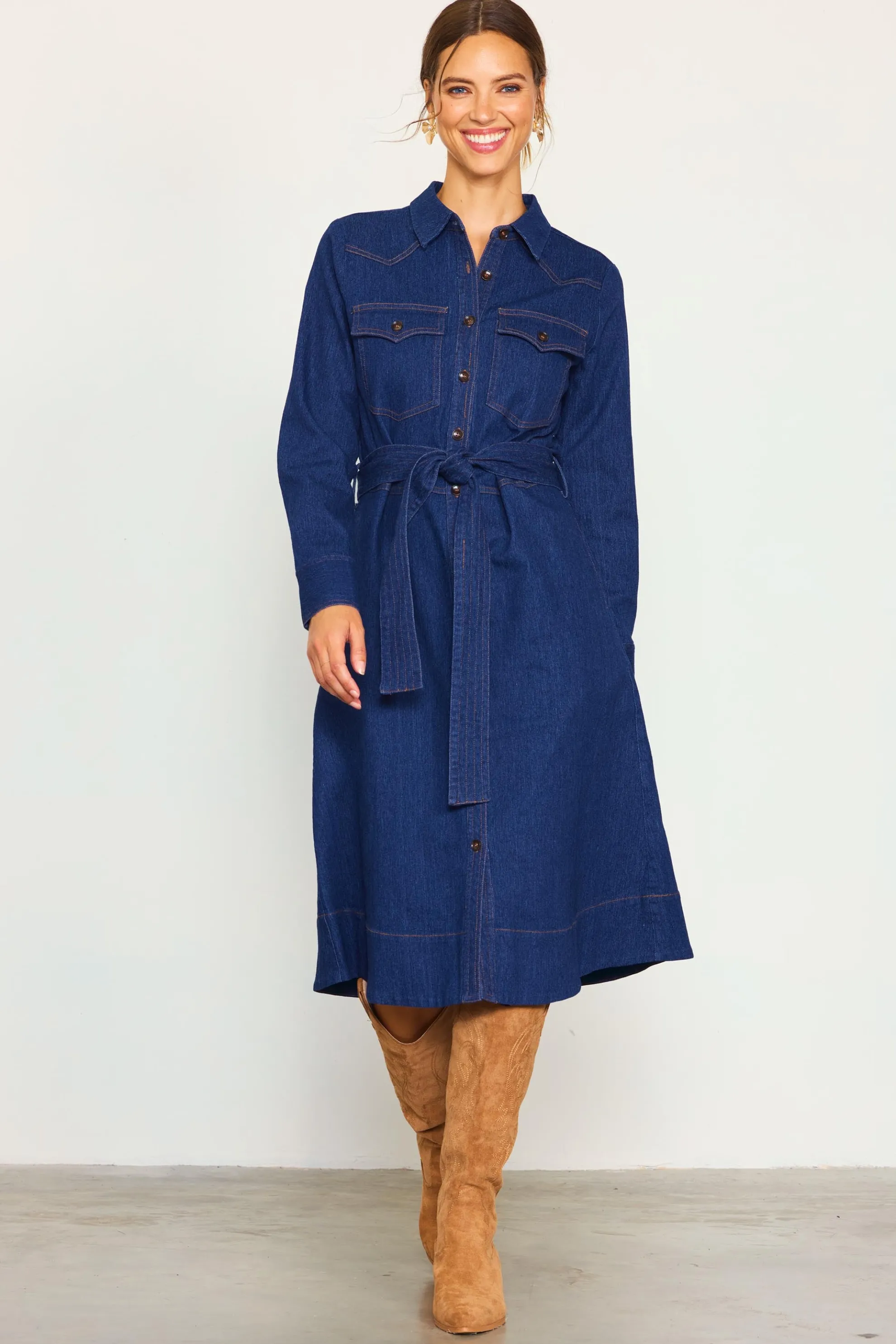 Long Sleeve Denim Shirt Dress