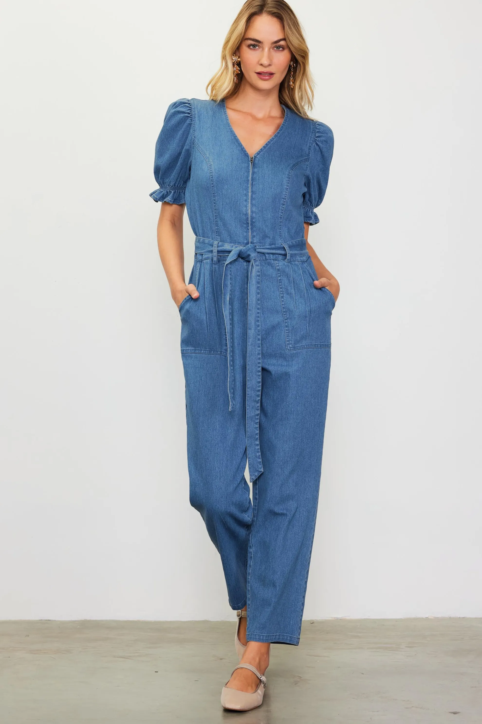 Light Washed Denim Jumpsuit