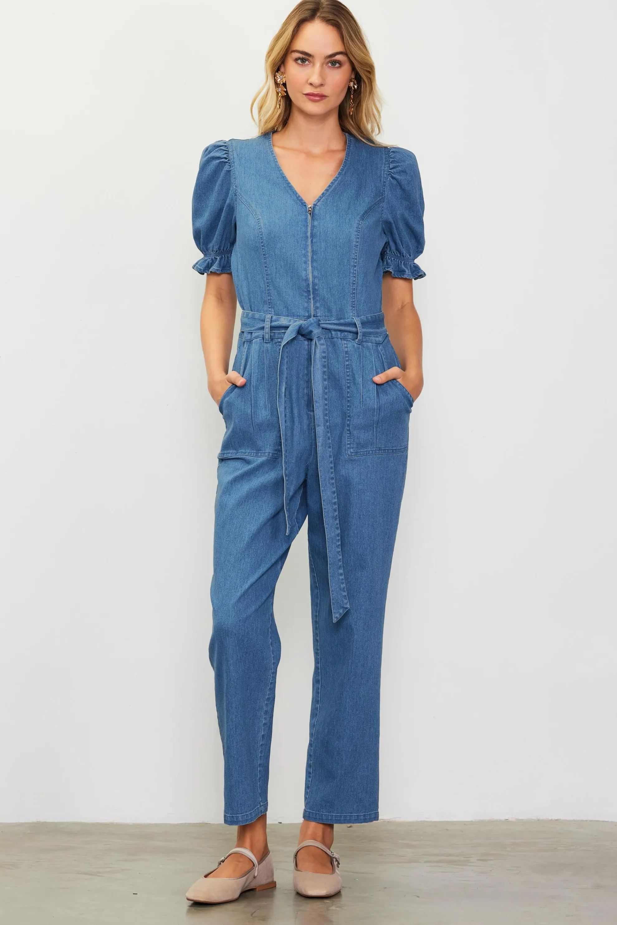 Light Washed Denim Jumpsuit
