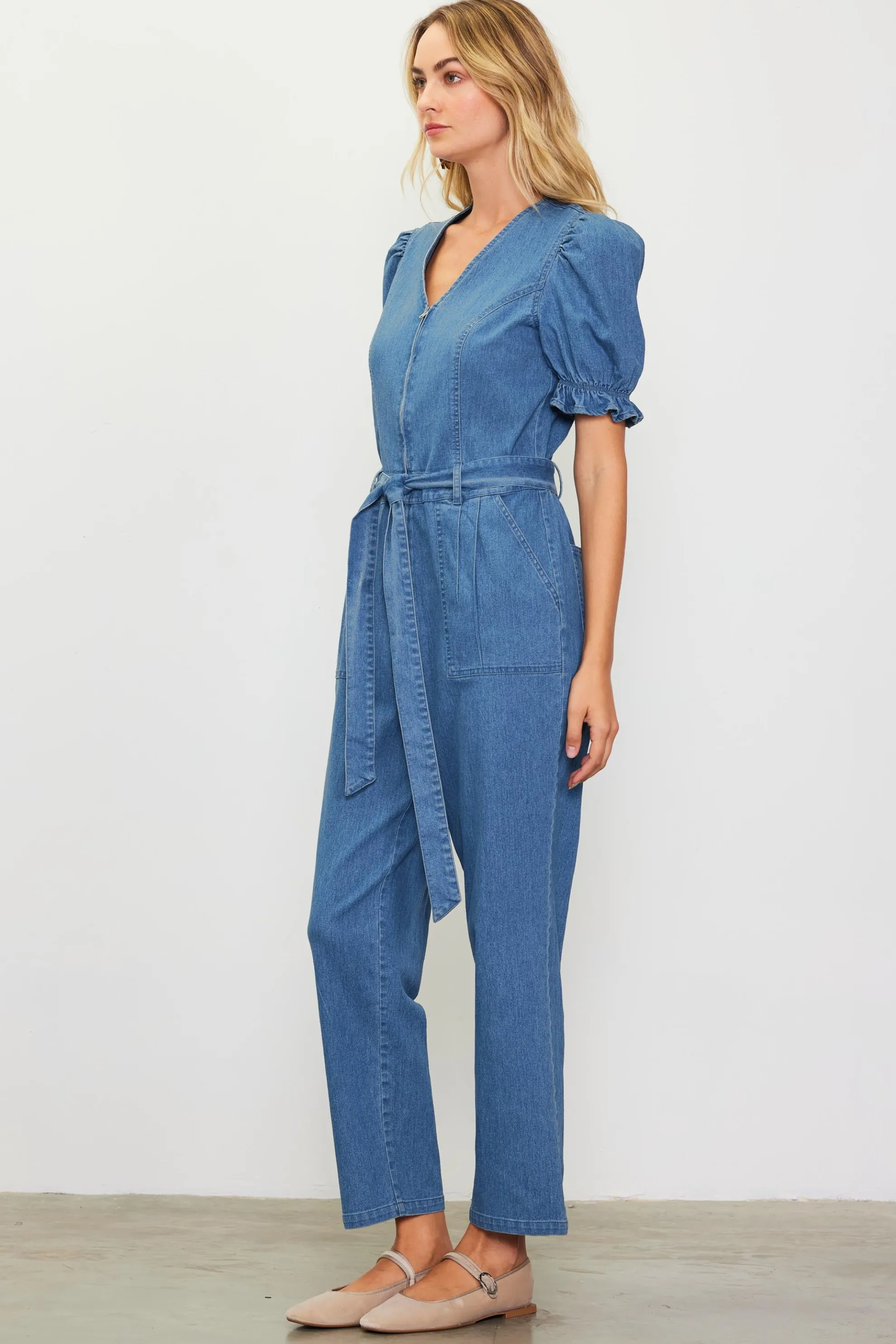 Light Washed Denim Jumpsuit