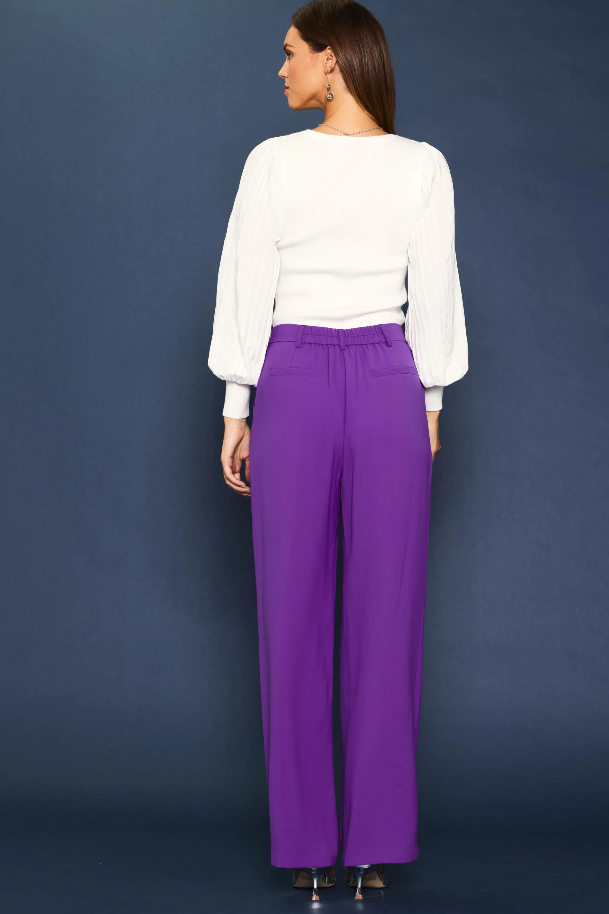 Pintuck Wide Leg Trousers