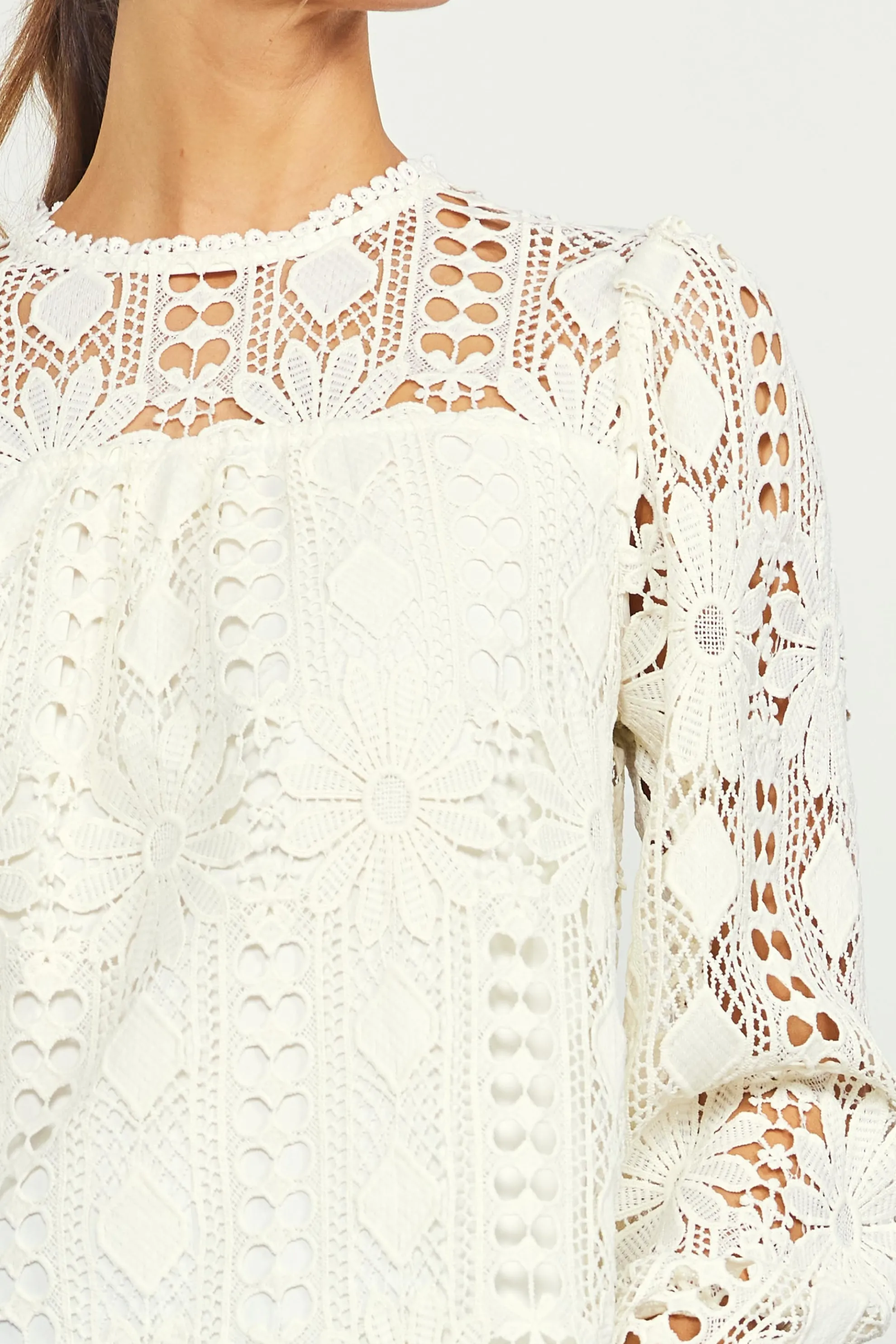 Eyelet Lace Longsleeve Blouse