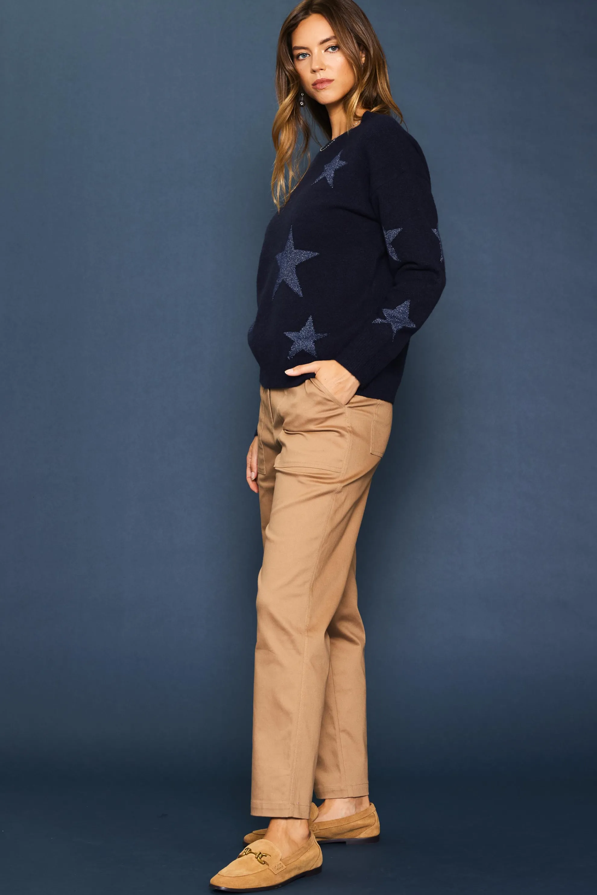 Lurex Star Print Sweater