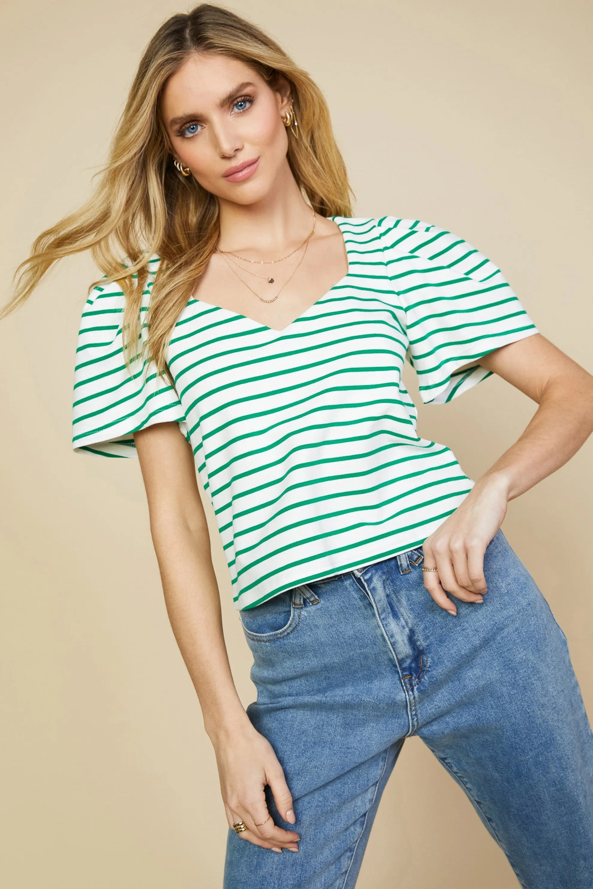 Pleated Sleeve Knit Top