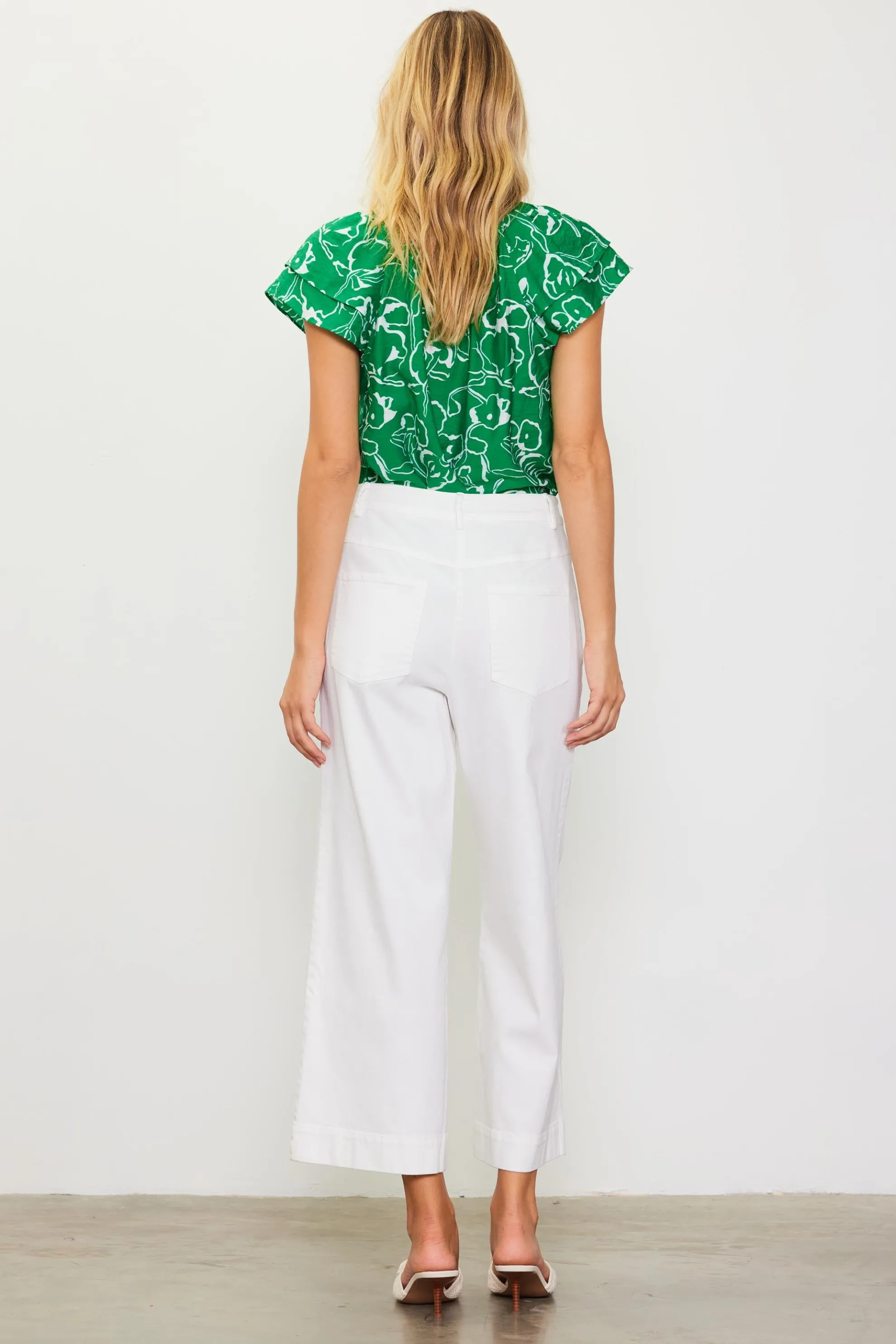 Washed Twill Wide Leg Pants