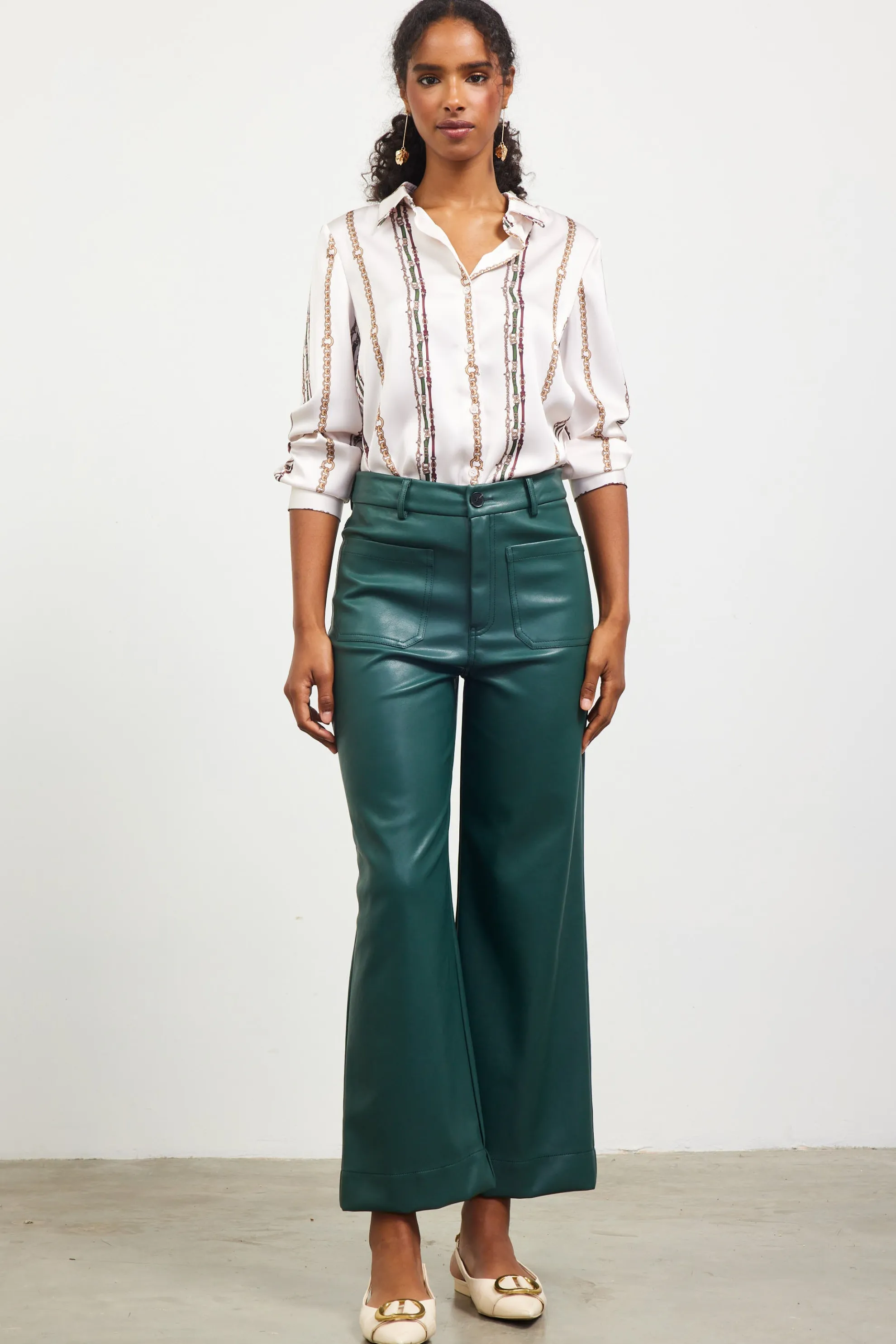 Faux Leather Wide Leg Pants