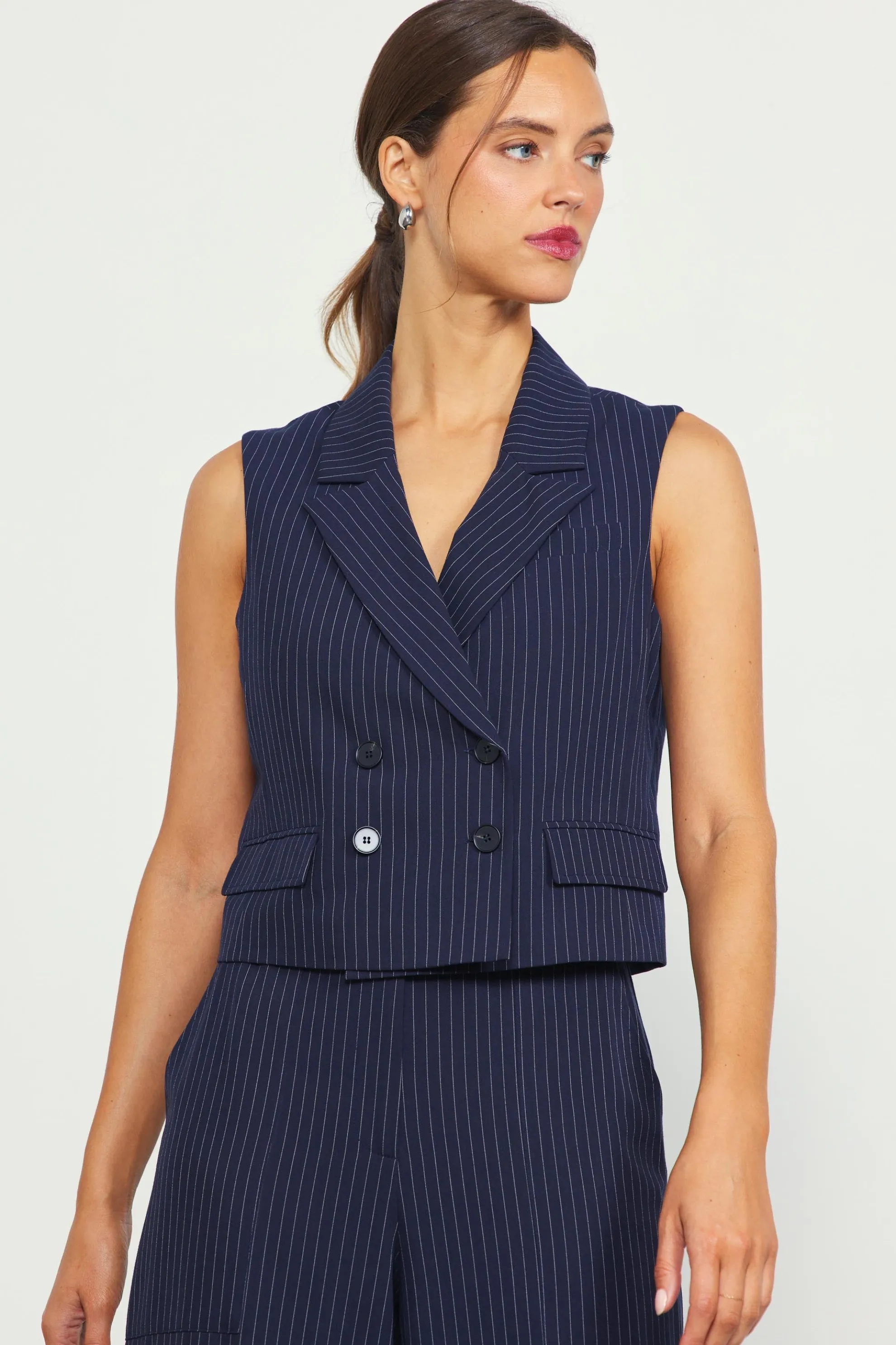 Pinstriped Double Breasted Vest