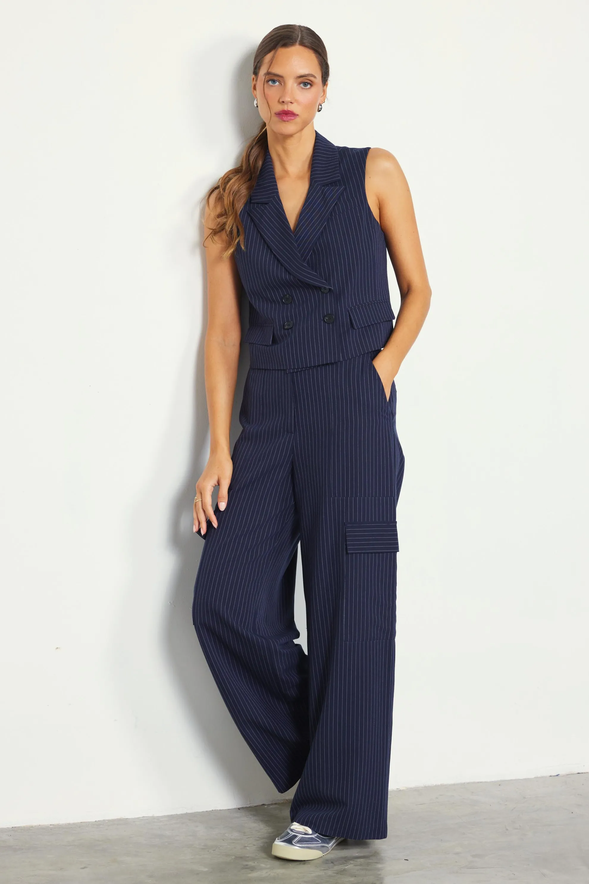 Pinstriped Double Breasted Vest