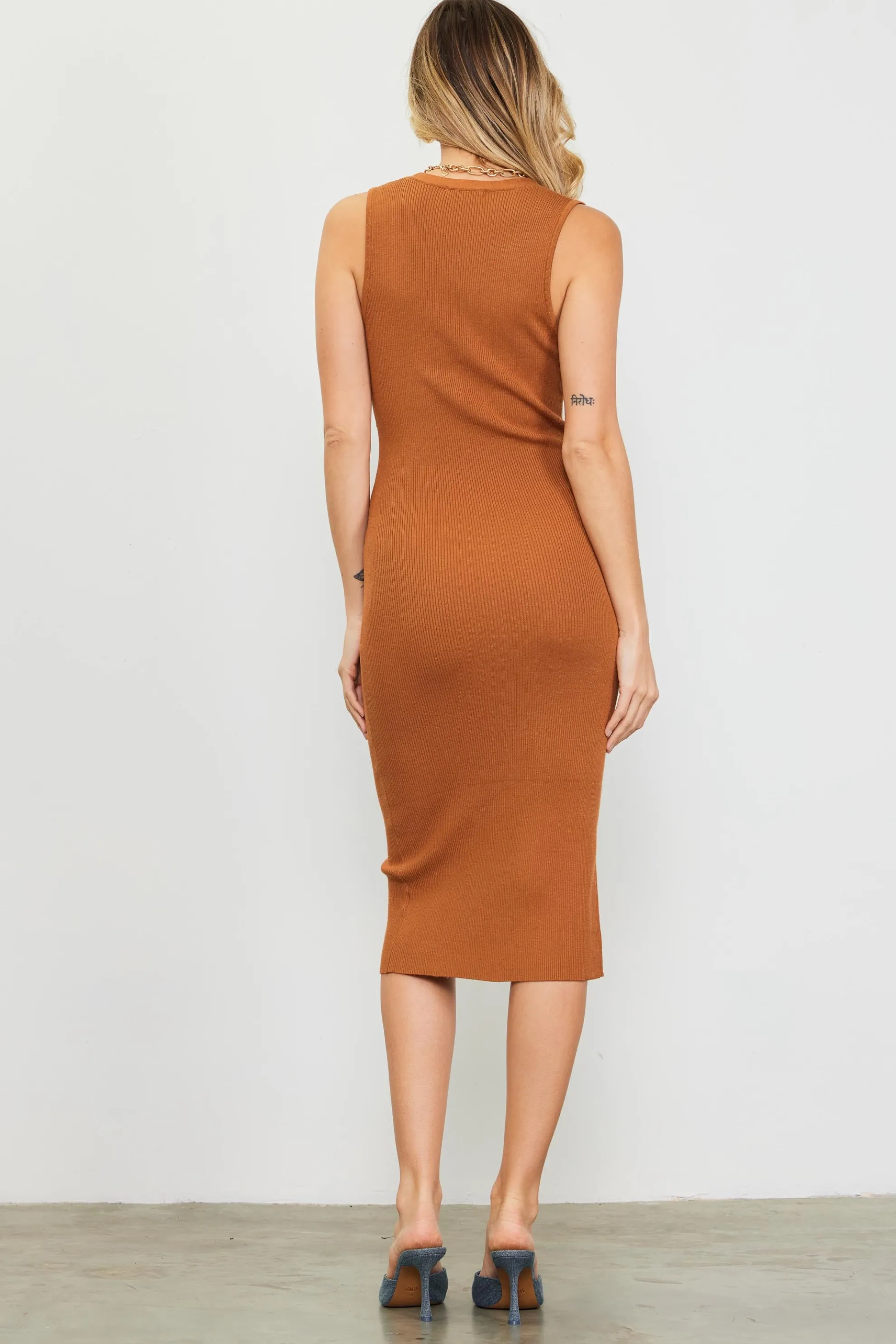 Ribbed Knit Sleeveless Dress