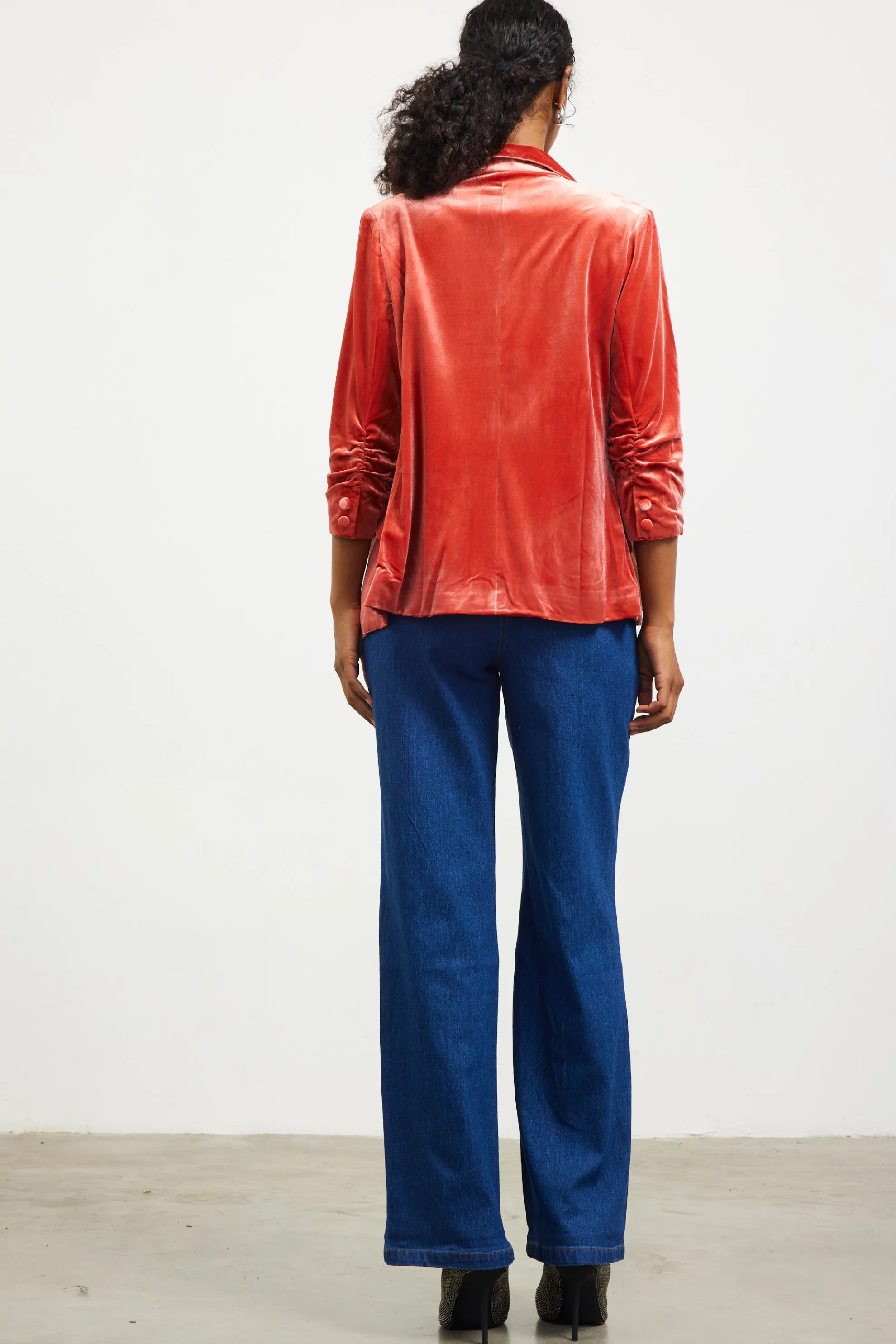 Ruched Velvet Blazer